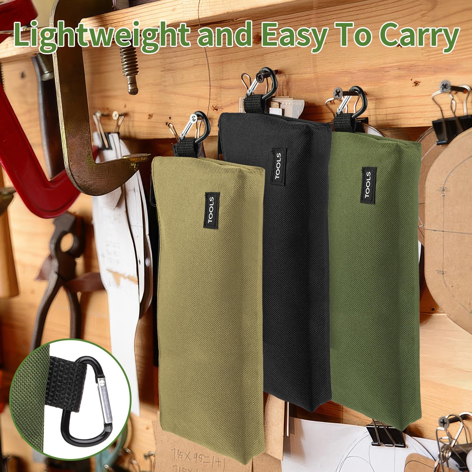 3 Pack Premium Tool Pouches Zipper Bag, Small Tools Bags with Carabiner NEW