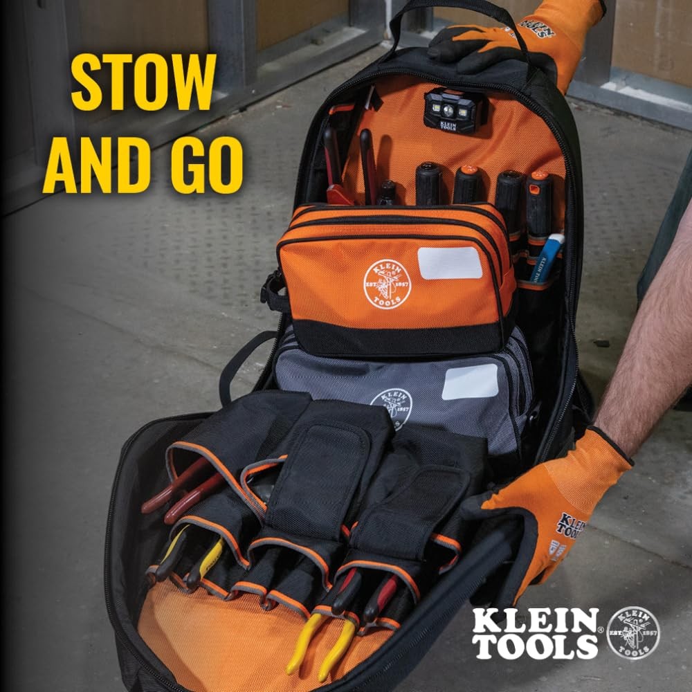 Klein Tools Tool Pouch, Dual Compartments, HeavyDuty Tool Bag Organizer, Mult…