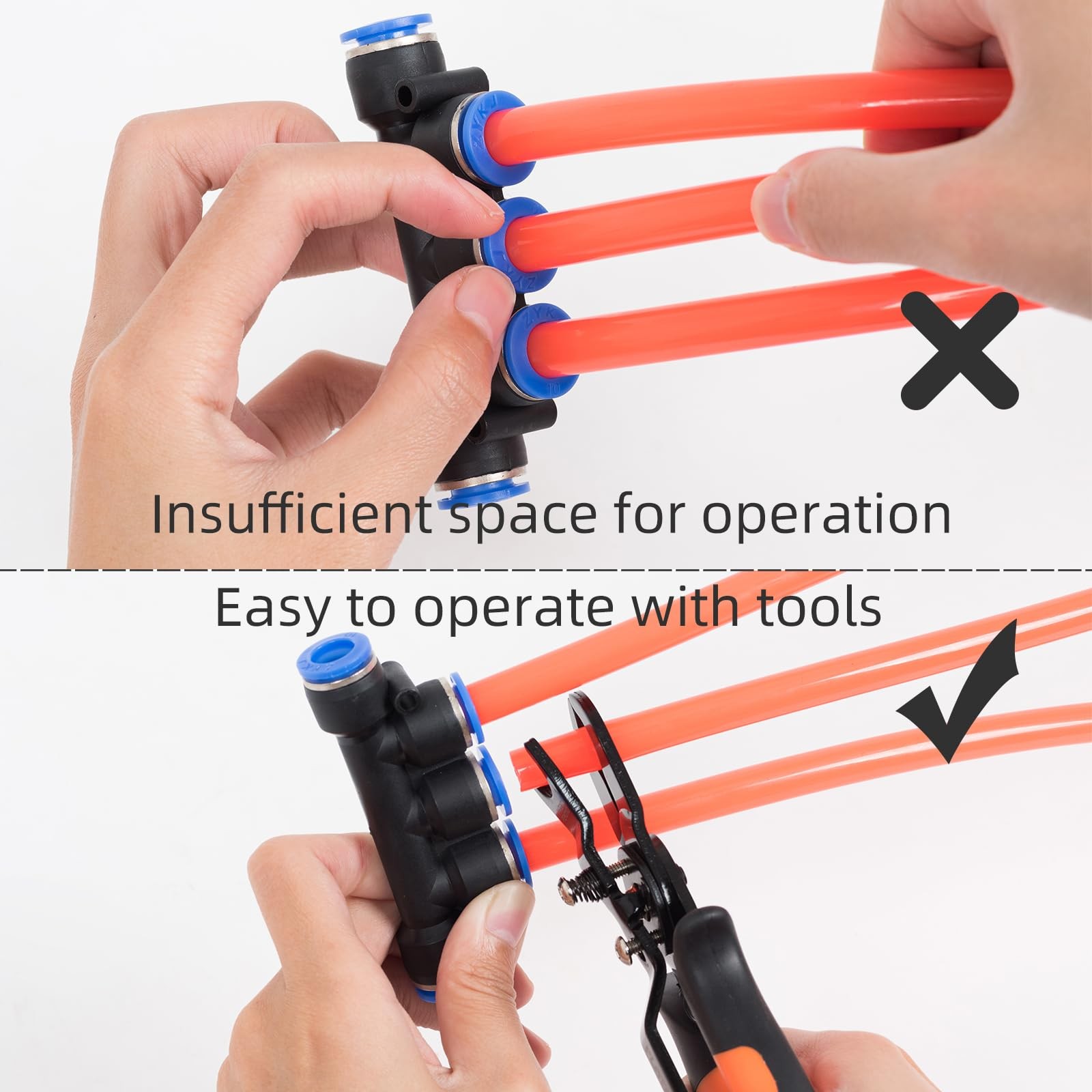 PLATATO Push to Connect Fittings Disconnect Tool Air 10-12mm, Black, Orange
