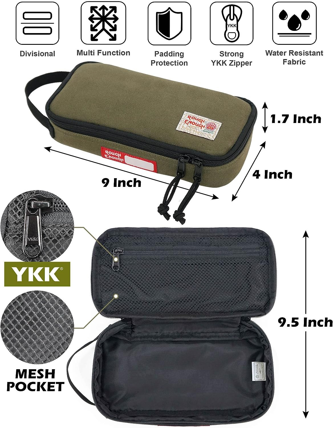 Rough Enough Compact Canvas Tool Bag with Zipper Pouch & Easy Grip Handle