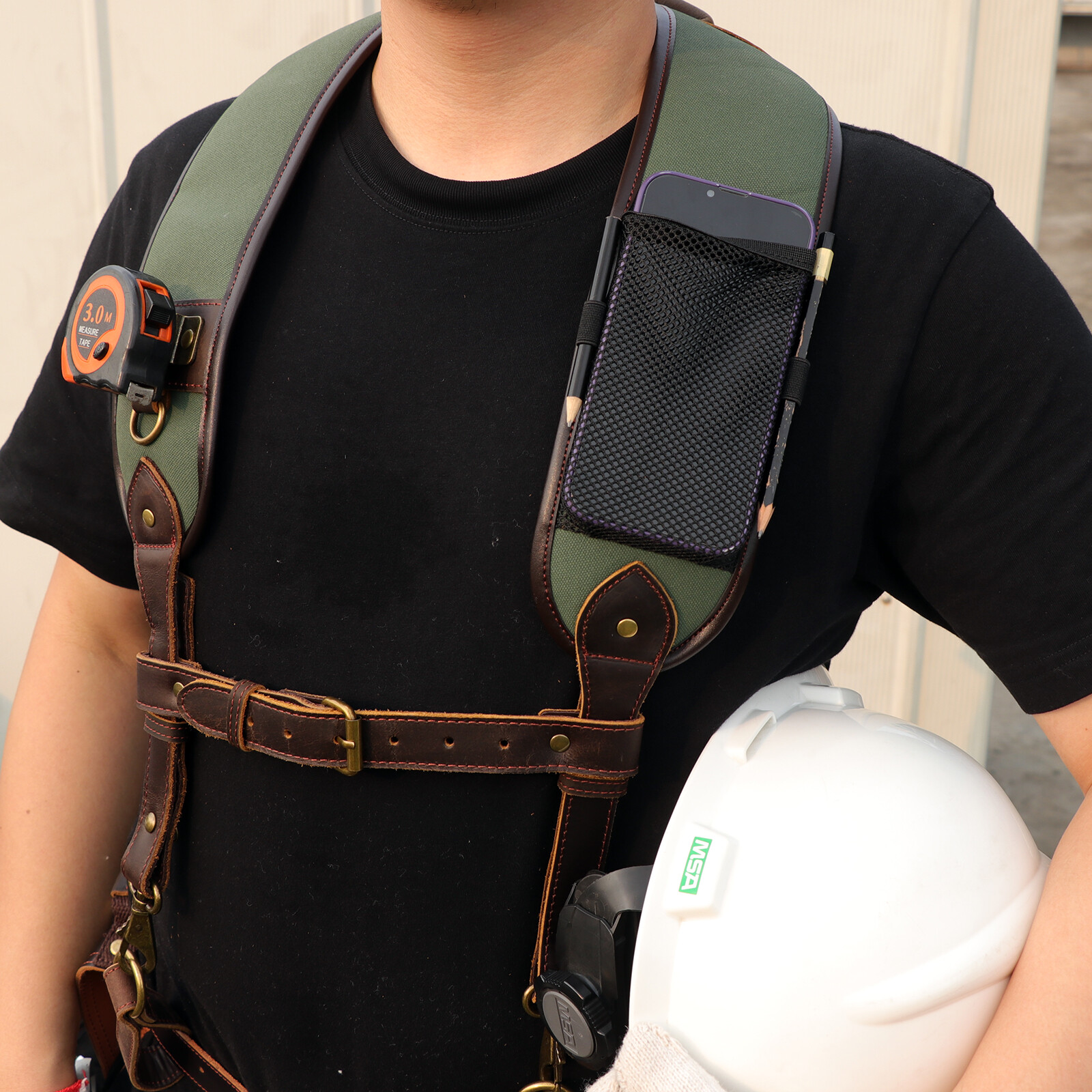 TOURBON Canvas Tool Harness Suspender Carpenter Rig Belt Contractor Holder Strap