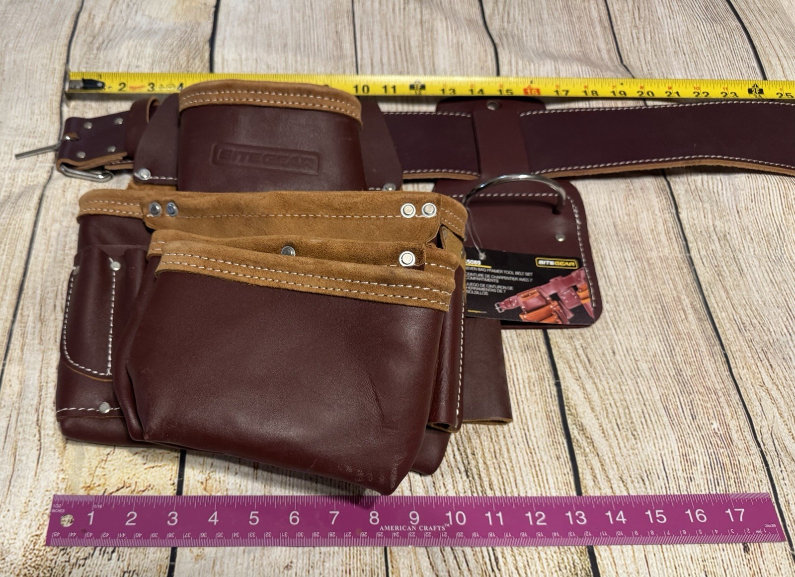 Site Gear 7 Bag 23 Pockets Framer Tool Belt Set Leather Never Used Sz XL GTubH