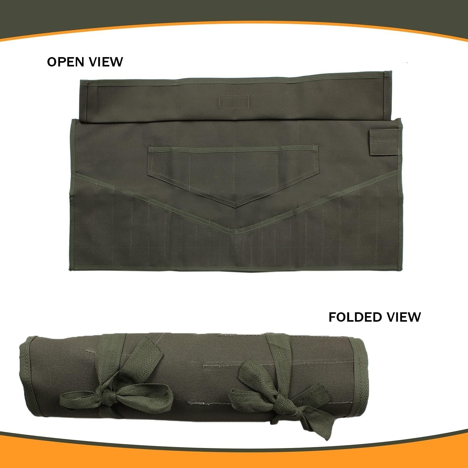 26-Pocket Wrench Tool Roll Organizer, Roll-Up Pouch Metric & SAE Heavy-Duty 100%