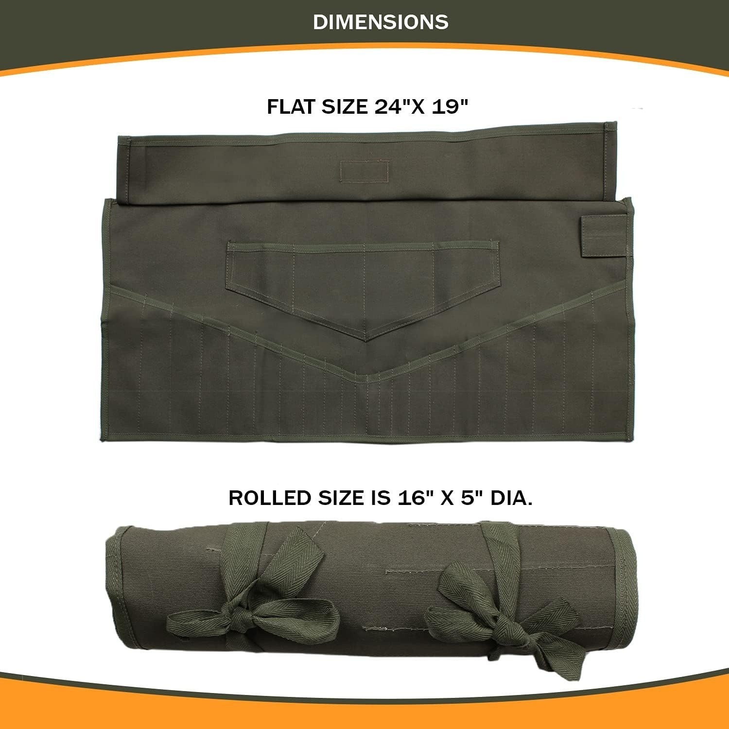 26-Pocket Wrench Tool Roll Organizer, Roll-Up Pouch Metric & SAE Heavy-Duty 100%