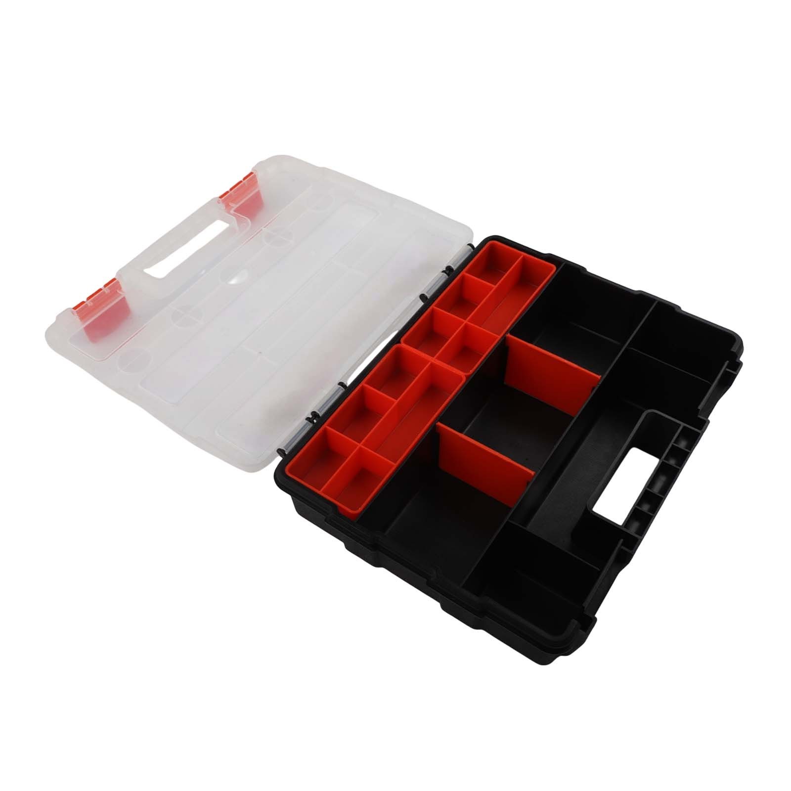 Sturdy Plastic Toolbox with Adjustable Compartments for Hardware and Parts