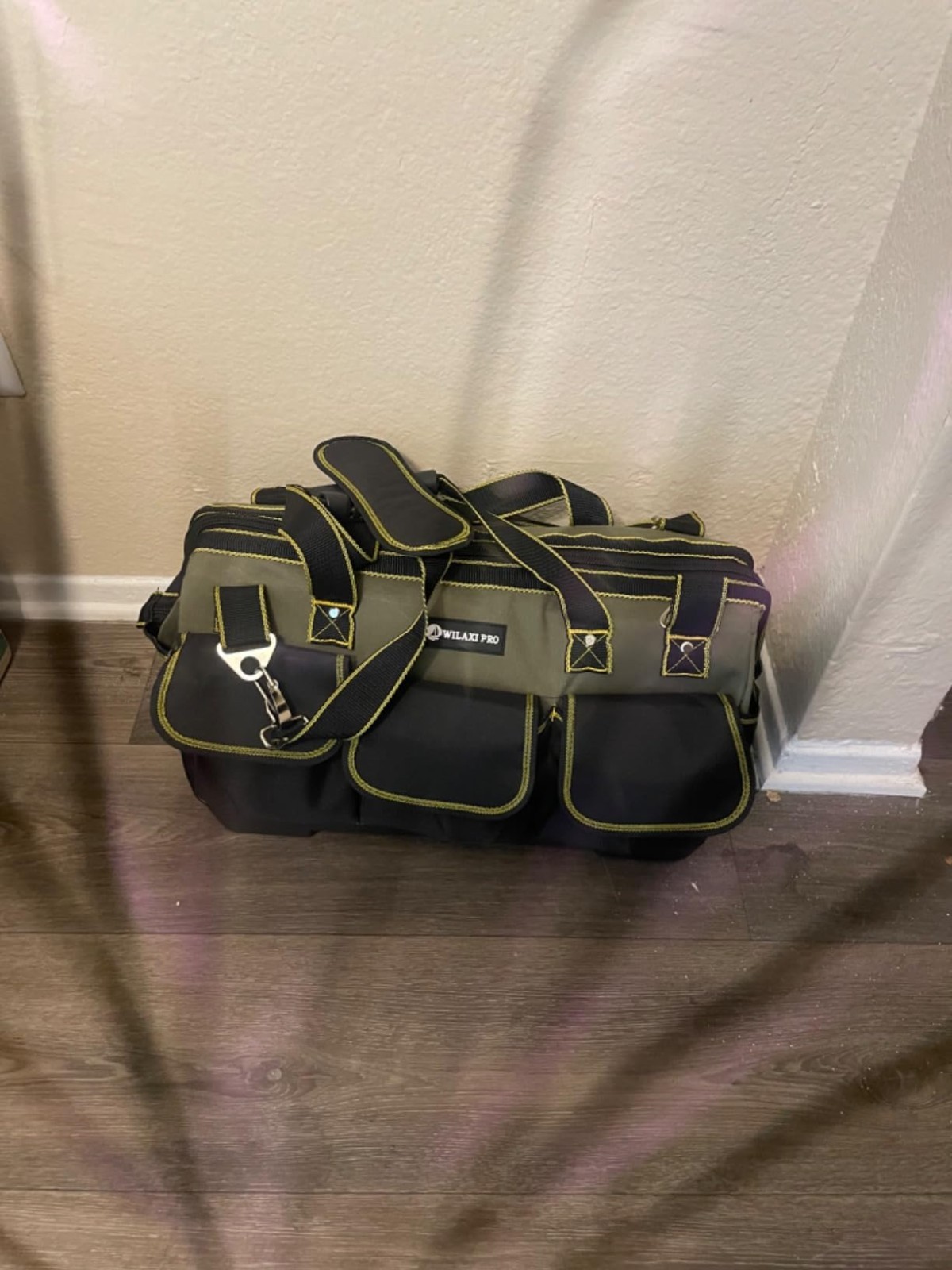 20in Heavy Duty Tool Bag Wide Mouth Tool Tote Waterproof Base Shoulder Strap Org