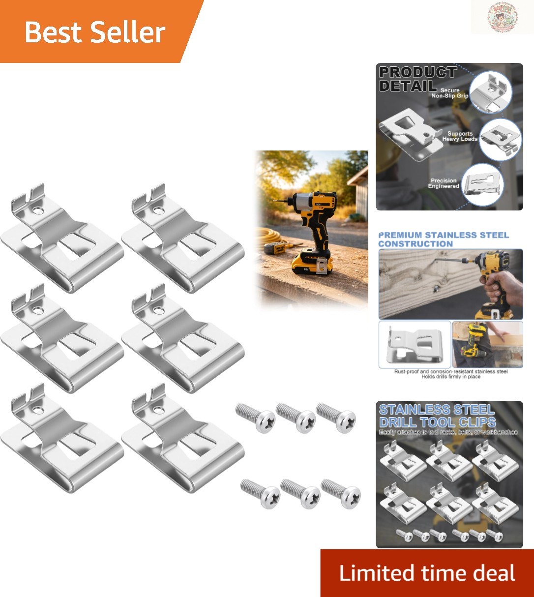 Organize Your 20V DeWALT Tools with 6 Stainless Steel Drill Belt Clips & Screws