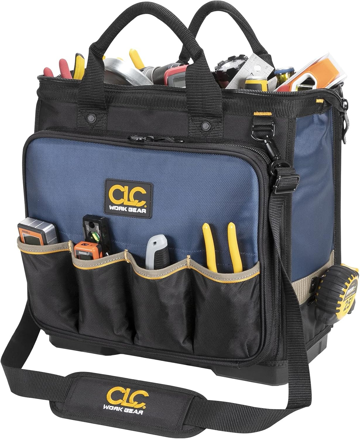 CLC 17″ Multi-Compartment Tool Bag with Molded Base – Black/Blue