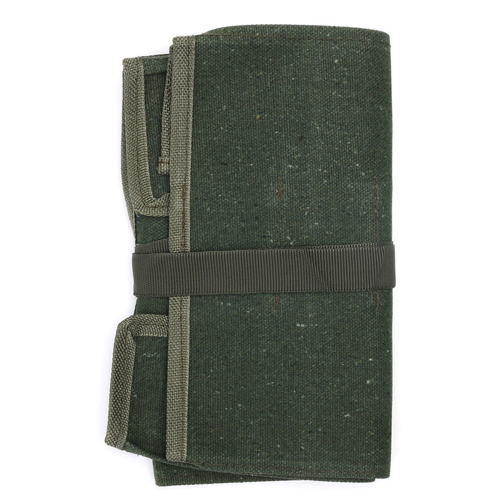 10Pockets Canvas Spanner Wrench Tool Roll Up storage bag Organizer Pouches Case^