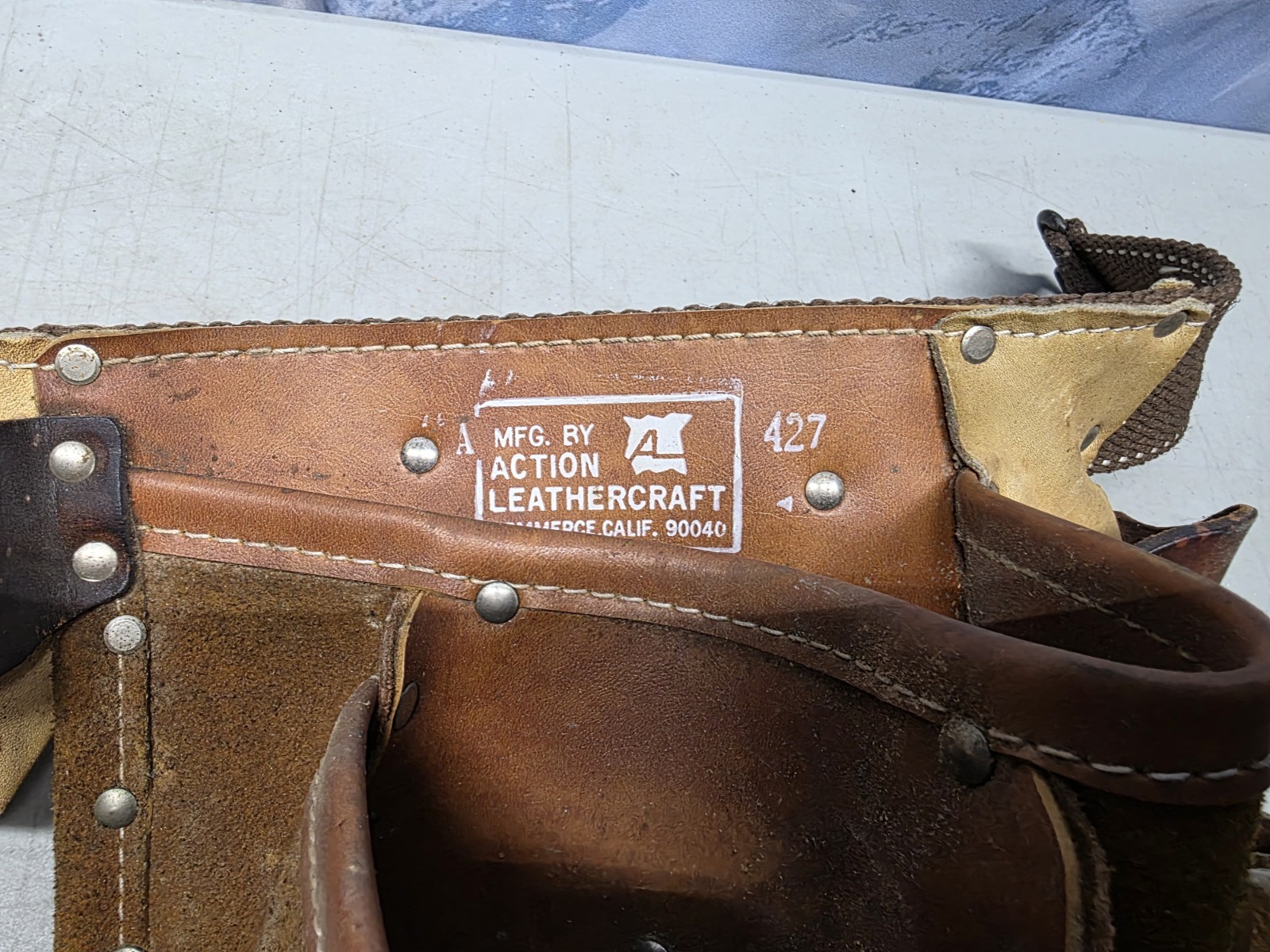 🔥 Vtg Action Leathercraft ALA 427 Brown 11 Pocket Adjustable Tool Belt 34-38″