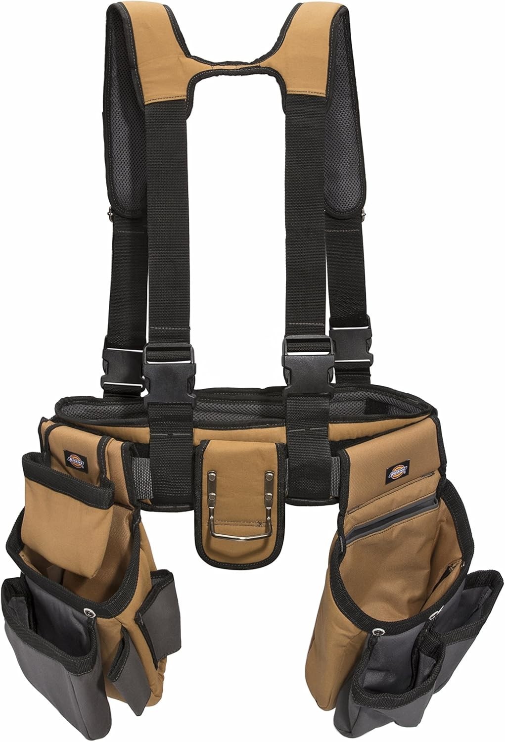 4-Piece Carpenter’s Rig, Padded Tool Belt Suspenders, Cooling Mesh, Leather T…