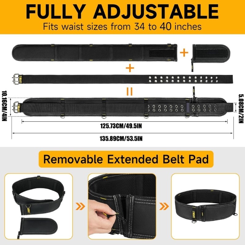 Professional Tool Organizers Belt With Reinforced Stitching And Steel Hardware