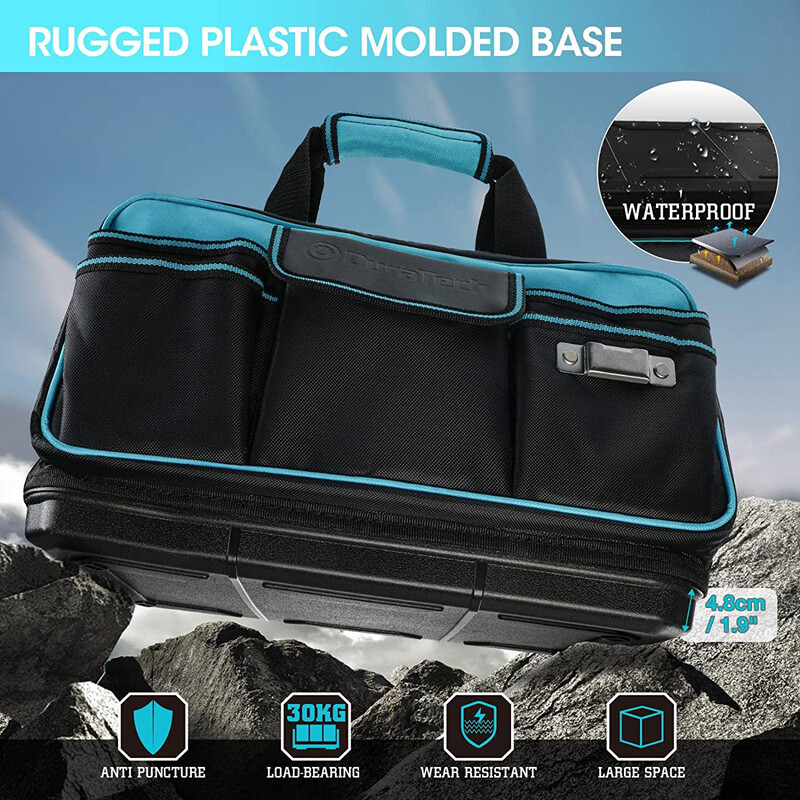 DURATECH Wide Mouth Tool Bag 17-in Large Storage 32 Pocket Bag Organizer w/Strap