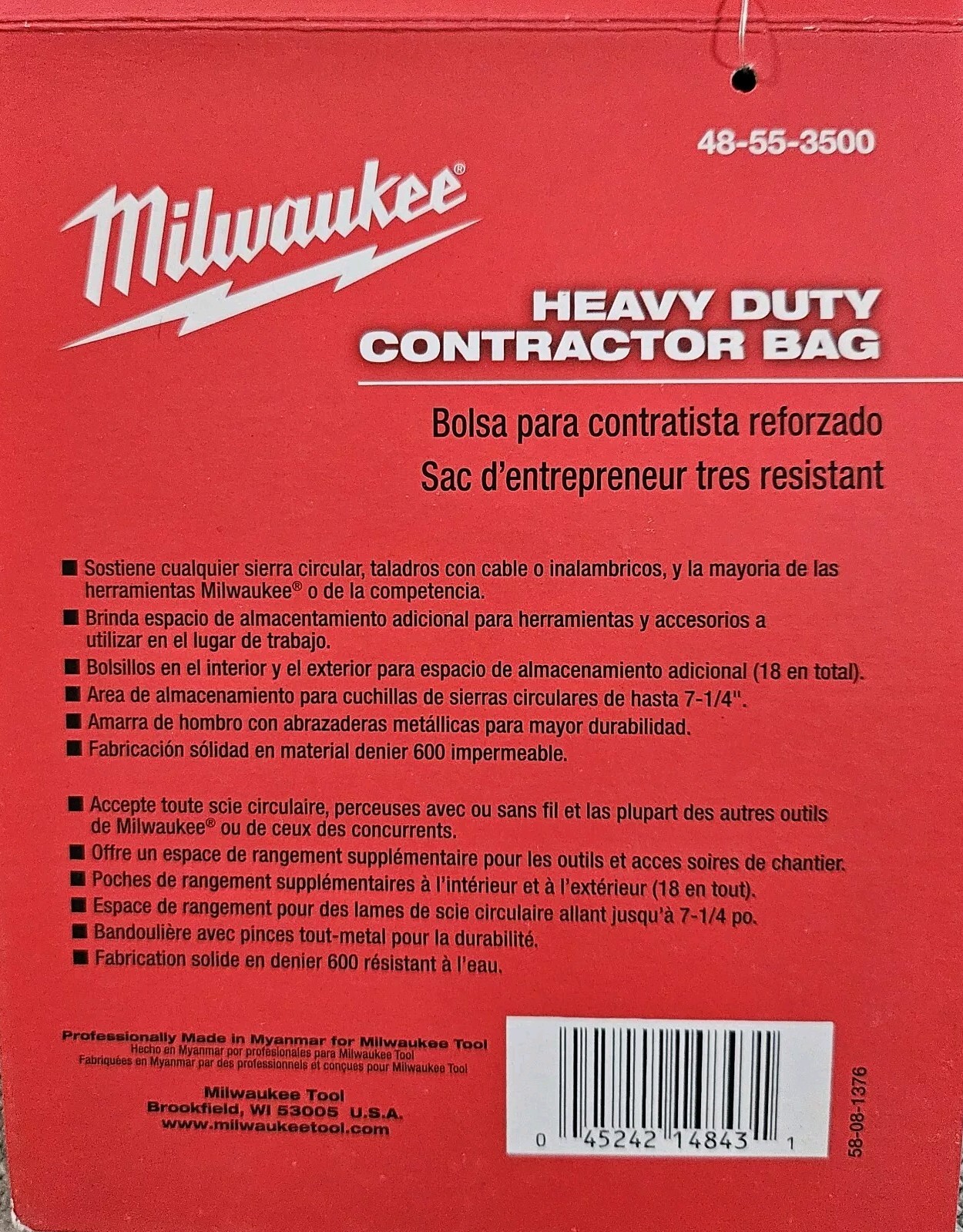 New Large Milwaukee 20.5″L x 9″W x 8″H Heavy Duty Contractor Bag