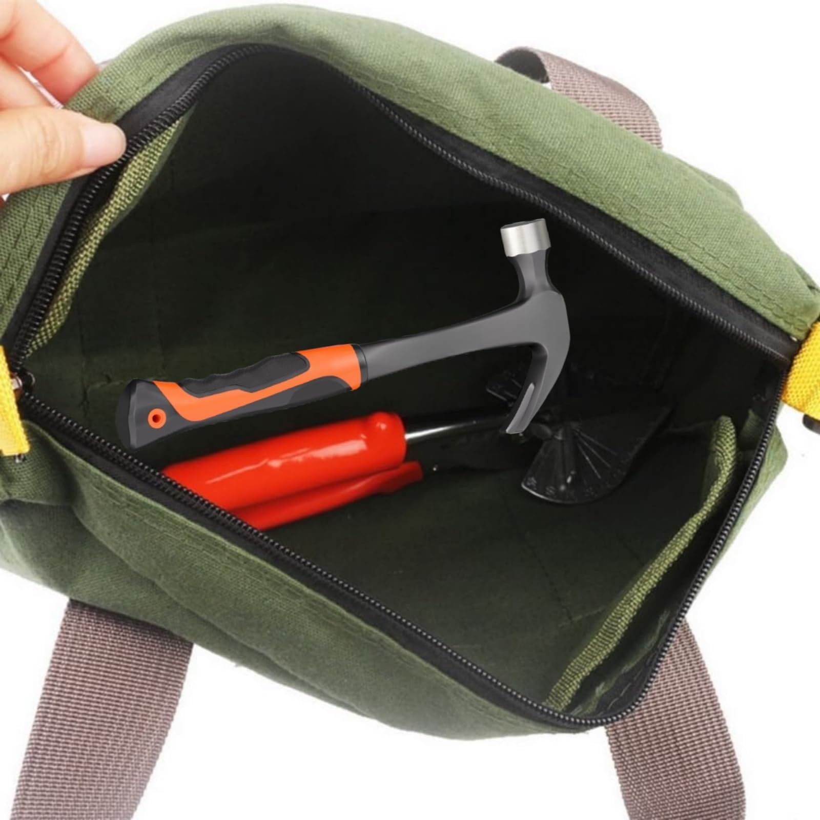 16 Inch Wide Mouth Tool Bag, Heavy Duty Canvas Tool Storage Bag, Large Capaci…