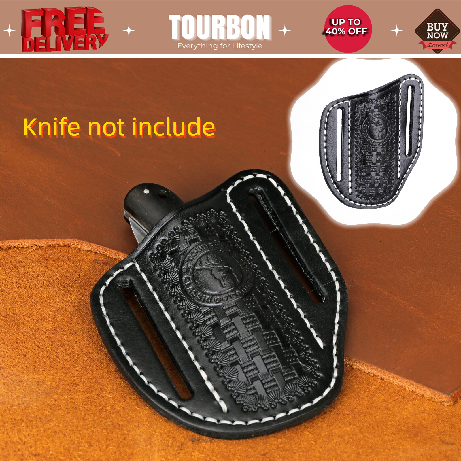 Tourbon Leather Pocket Knife Sheath EDC Belt Carry Pouch Folding Knives Case USA