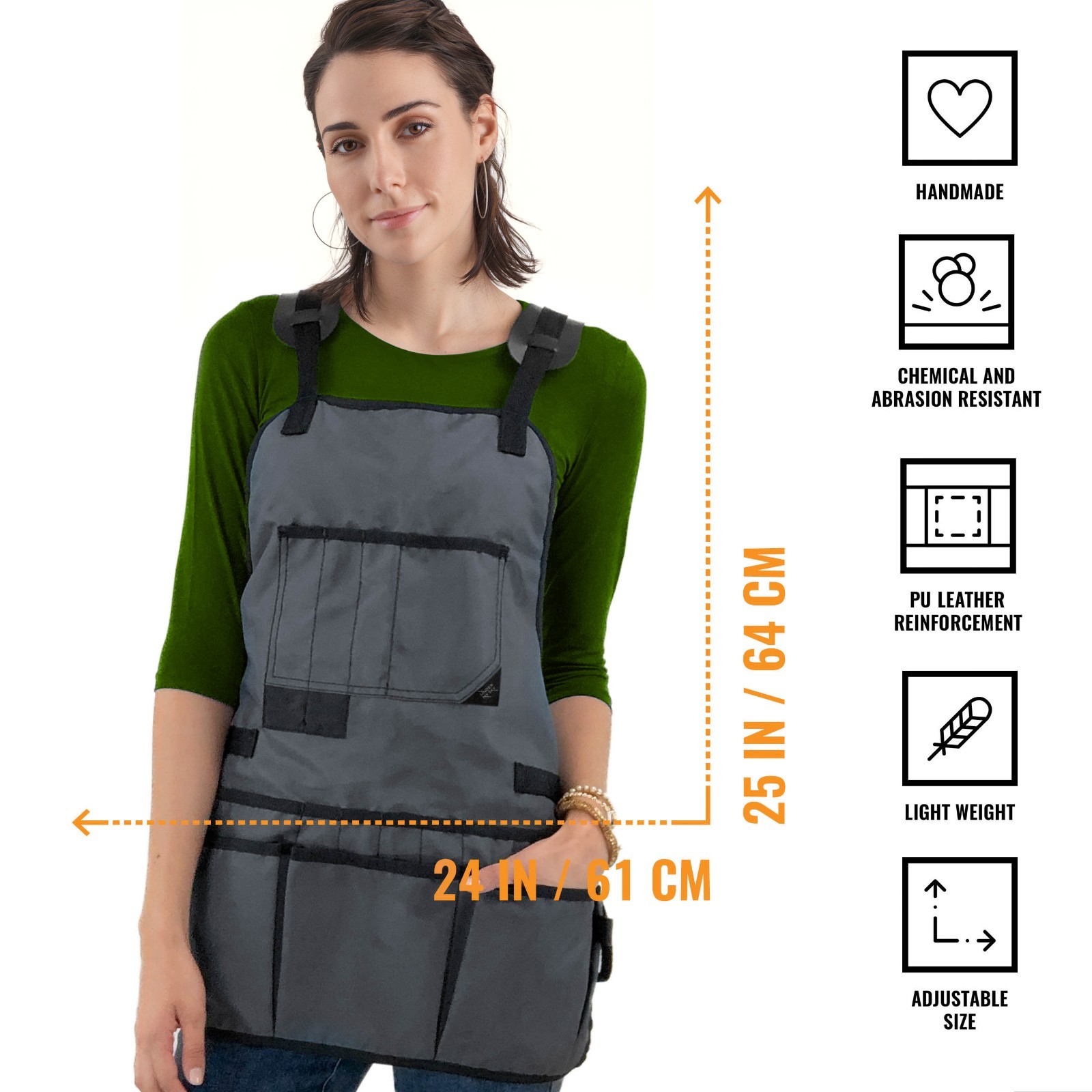 Tool Apron – Magnetic Holder, 18 Pockets, CrossBack – Woodworker, Electrician