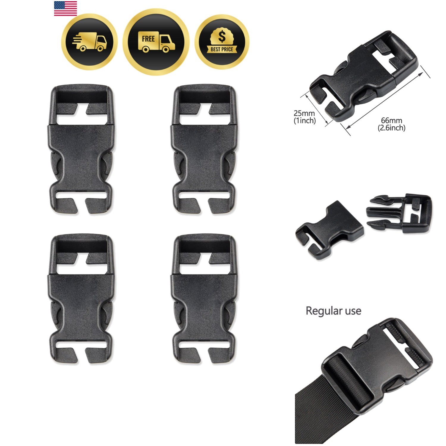Plastic Buckle Repair Kit Quick Release Buckles No Sewing Needed for Backpack…