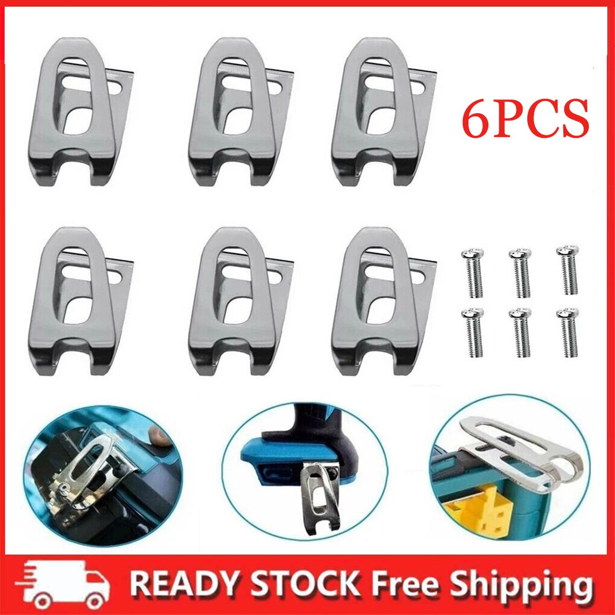 6 Pieces Belt Clip Durable Belt Hook Clip for Power Tools Hammer Drill