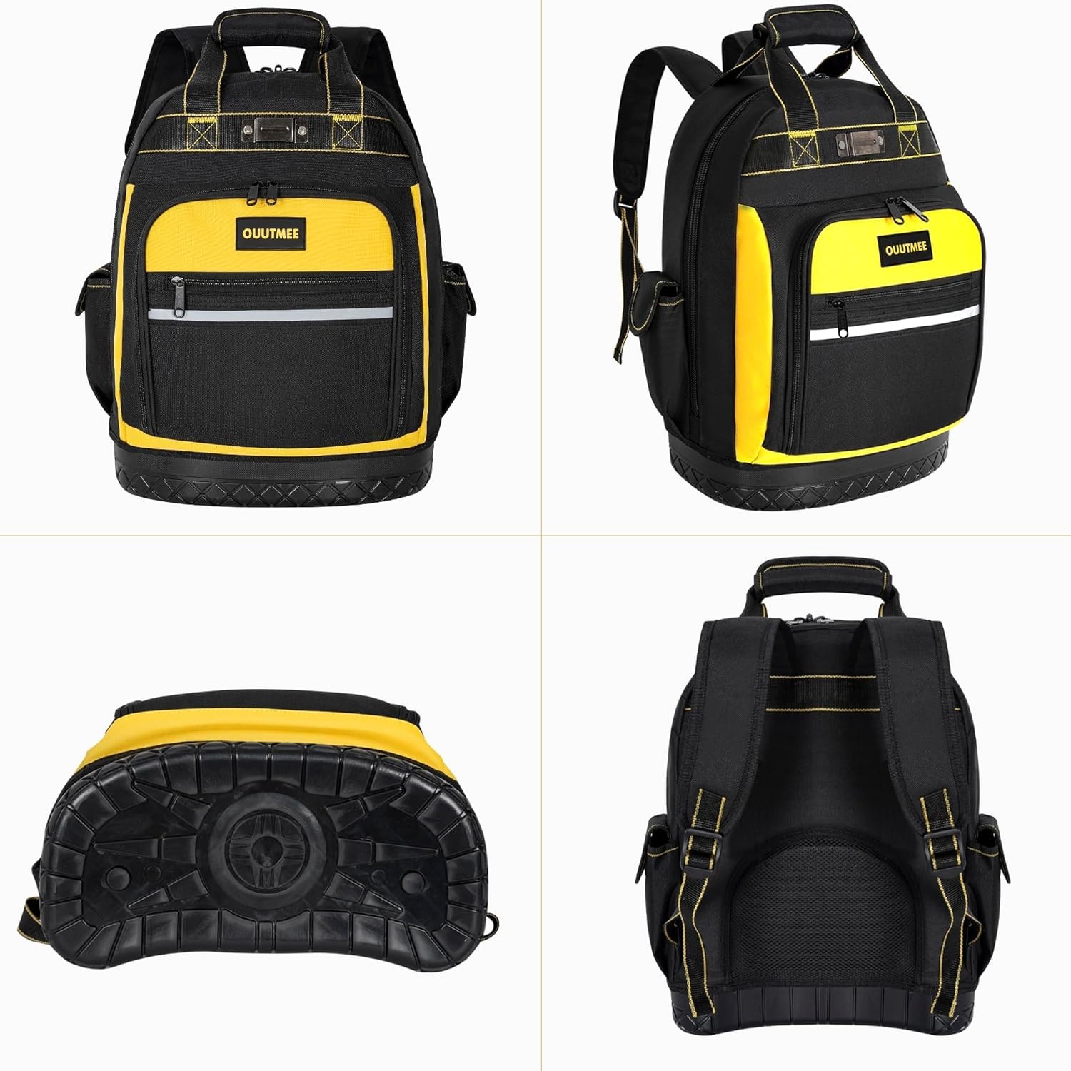 17″ Tool Backpack with Multi Pockets Water Resistant Hard Bottom Bag