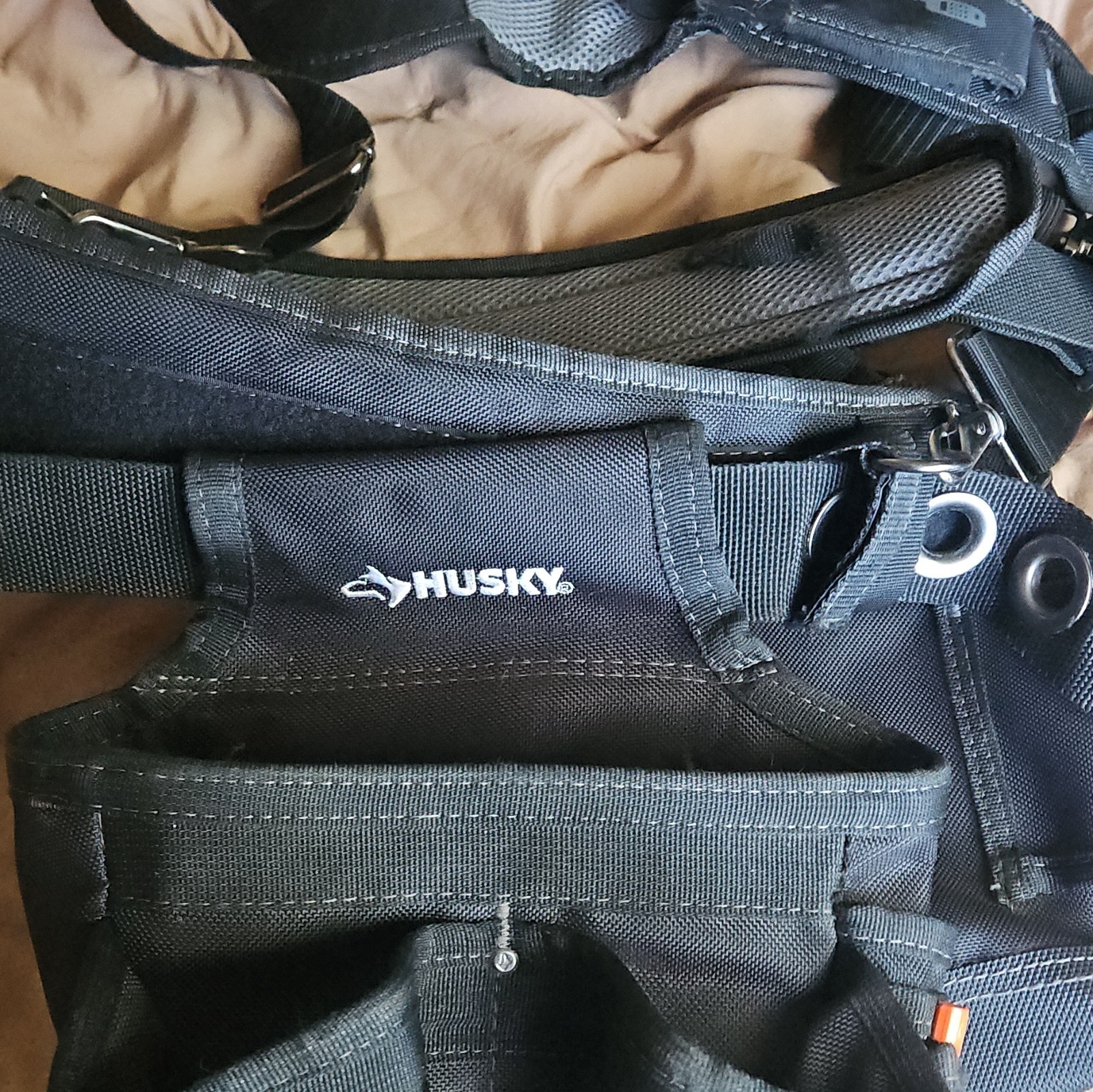 Husky Side Buckle Adjustable Padded Tool Belt Suspenders Rig Black/Gray