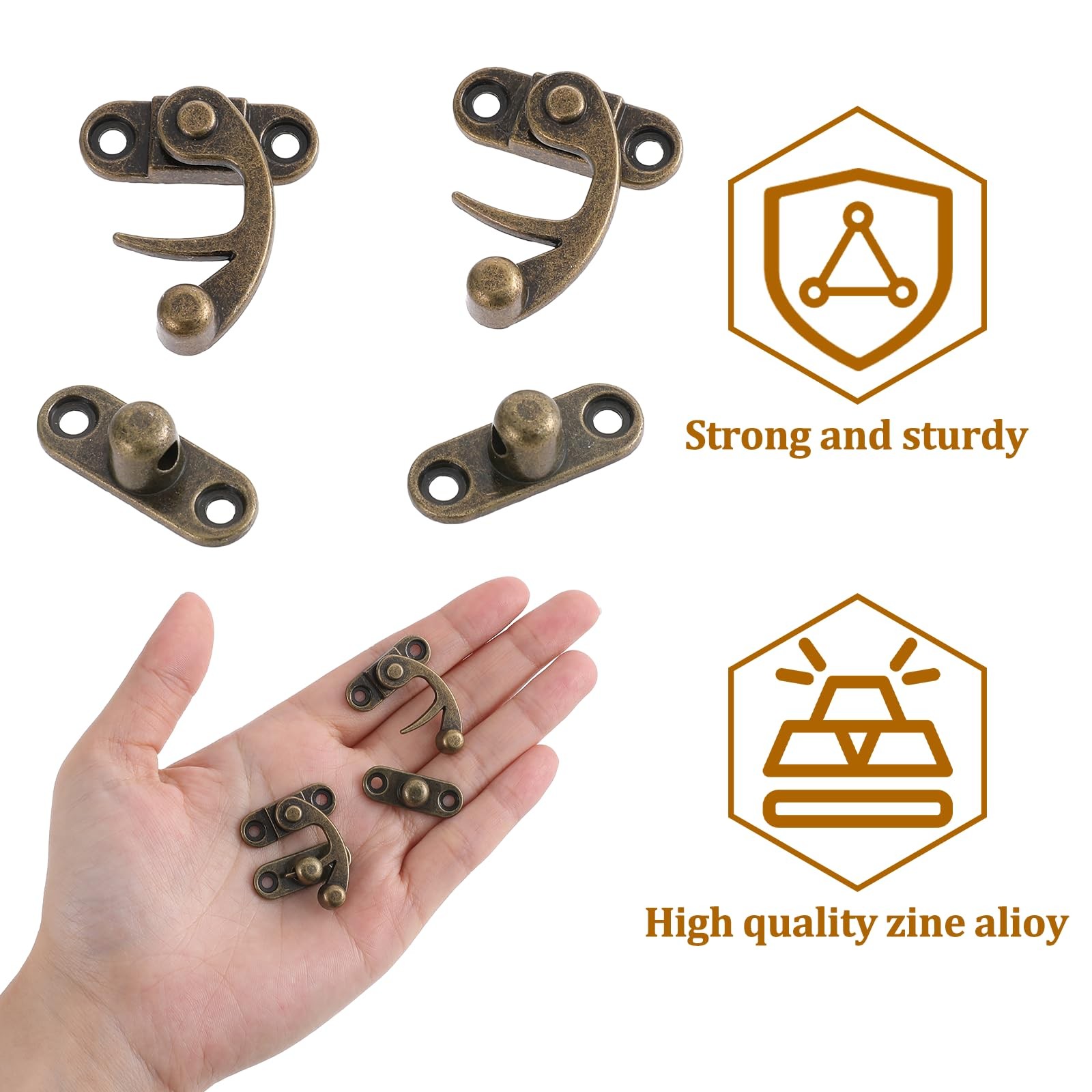 2pcs Bronze Mini Swing Arm Clasp Latch Antique Vintage Lock Left