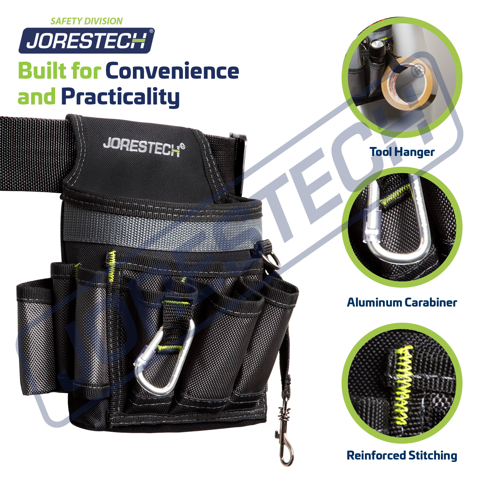 Electrician Tool Bag Waist 6 Pocket Pouch Belt Holder Maintenance JORESTECH