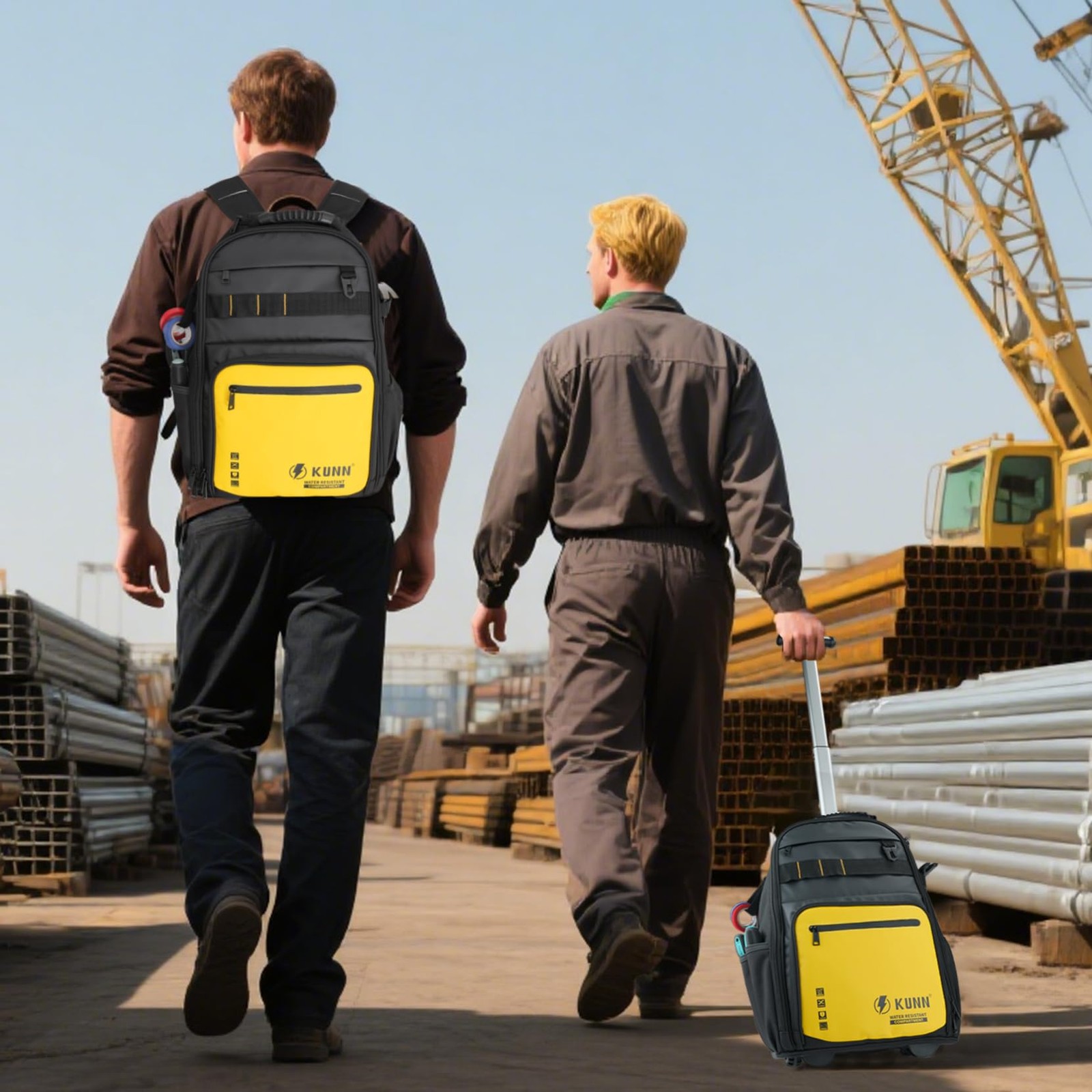 Rolling Tool Backpack with Wheels, Heavy Duty Waterproof Wheeled Tool Bag, 47…