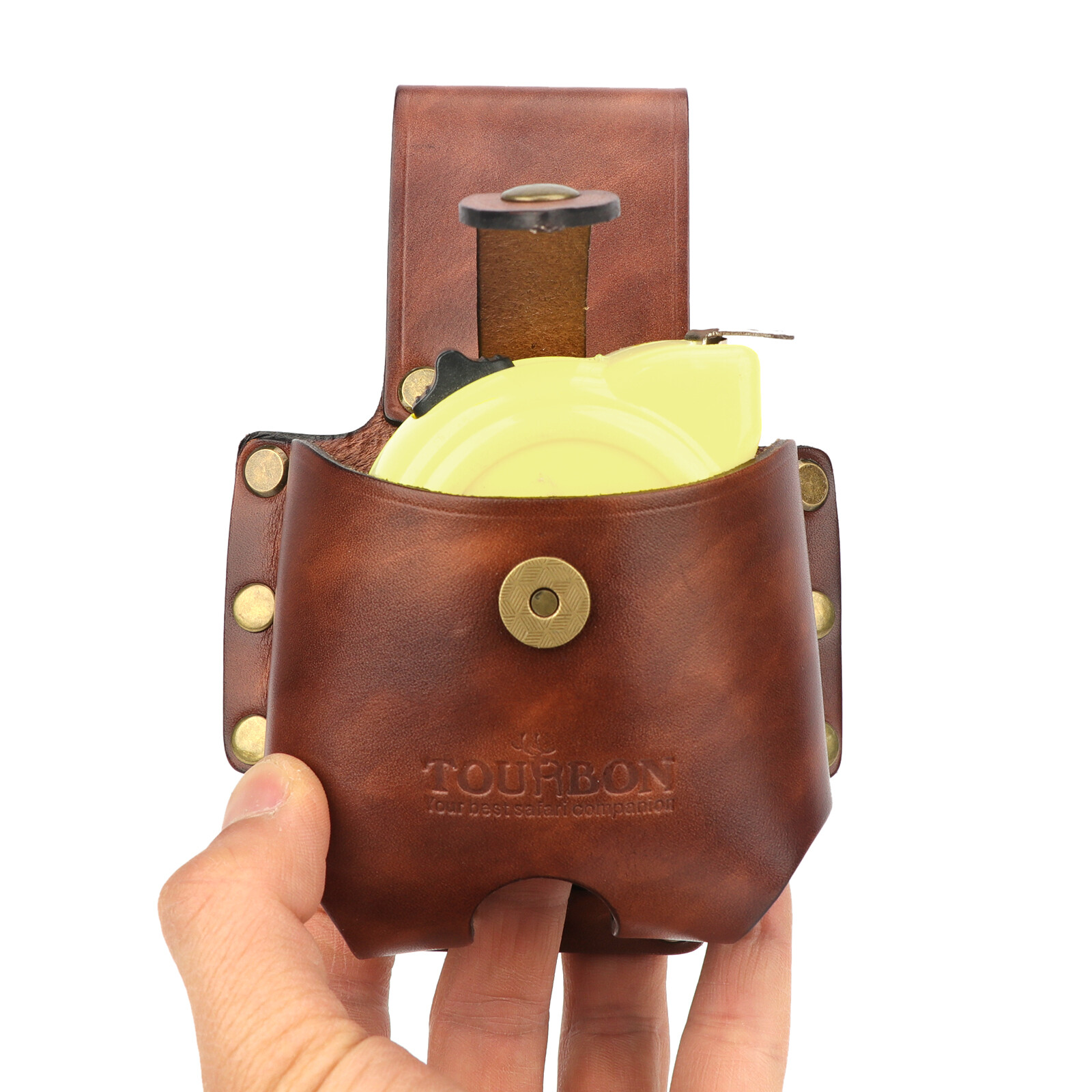 TOURBON Leather 10M Tape Measuring Hanger Holder Tool Belt Carry Pouch Holster