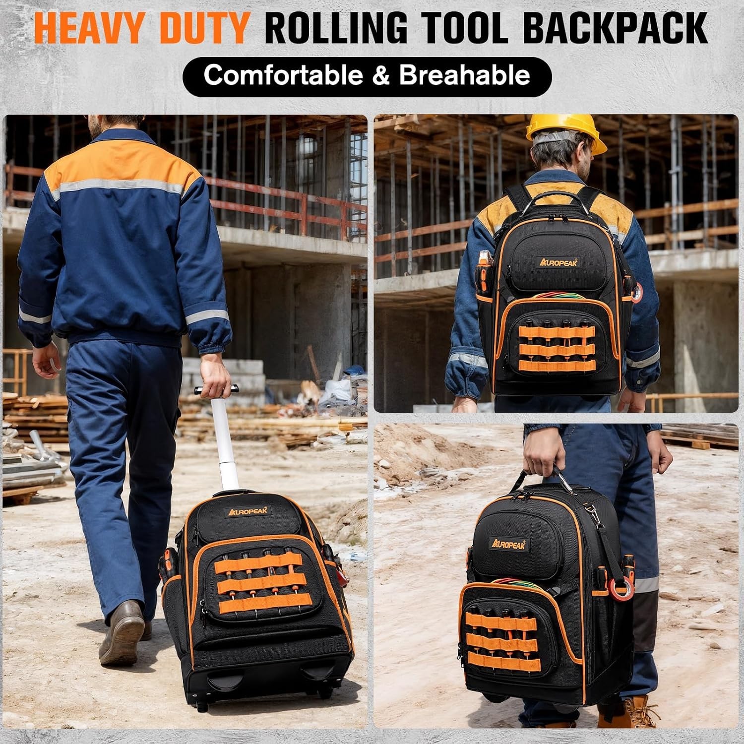 Heavy-Duty Rolling Tool Bag with 47 Pockets – Ideal for Electricians & Mechanics