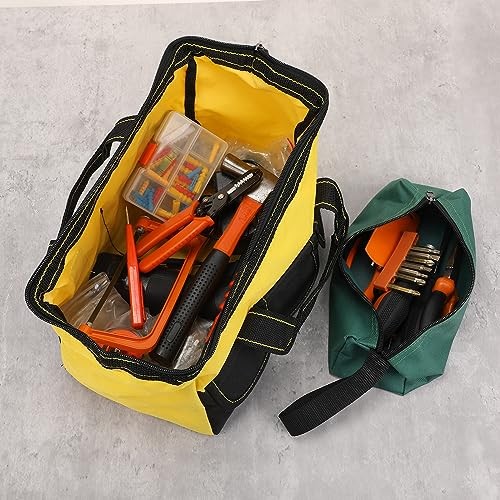 9 Pcs Tool Bag for Men 3 Heavy Duty Wide Mouth Tool 13 Inch Blue Red Yellow