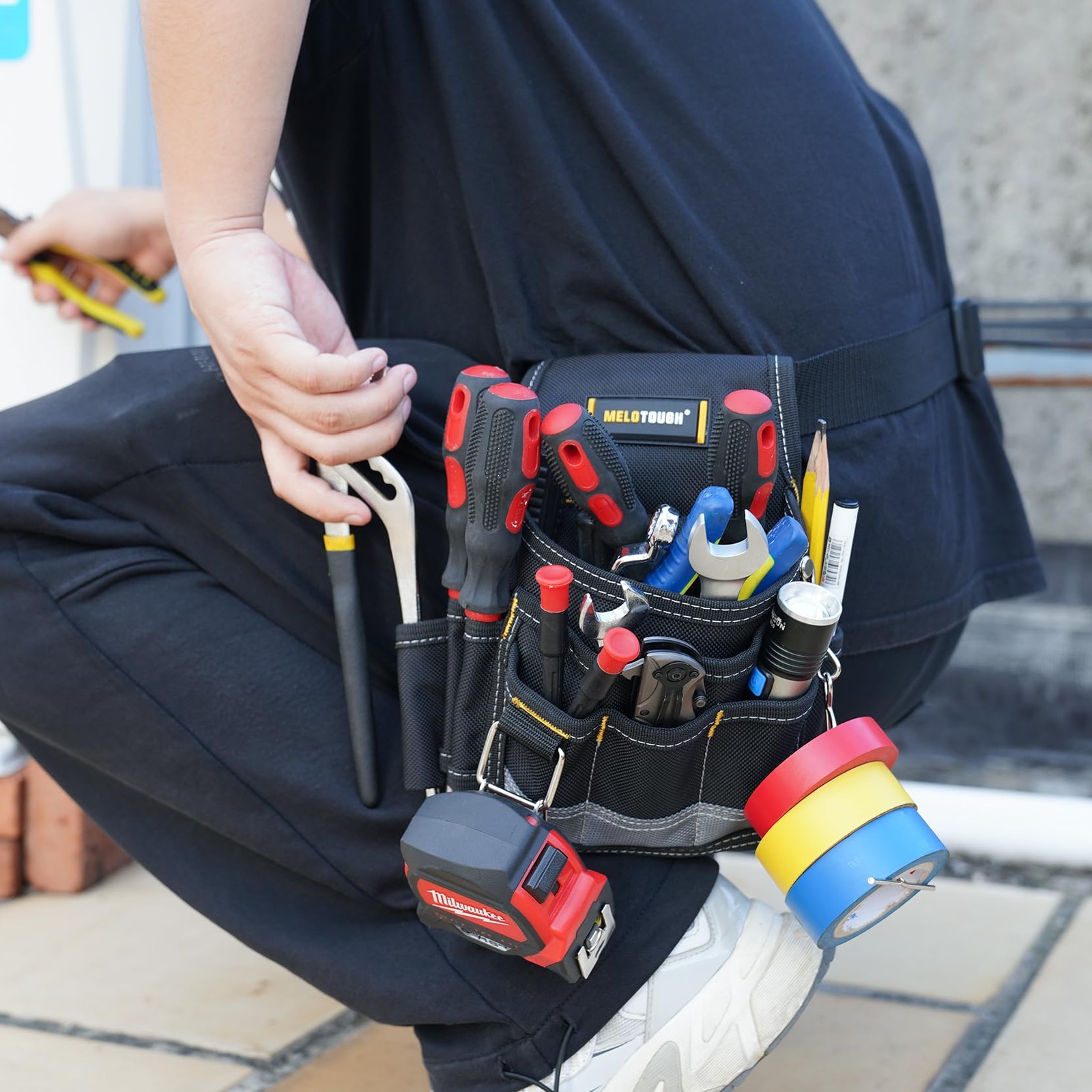 Electrician Tool Pouch Tool Belt Pouches with Belt Clip Electrical Tape Chain…