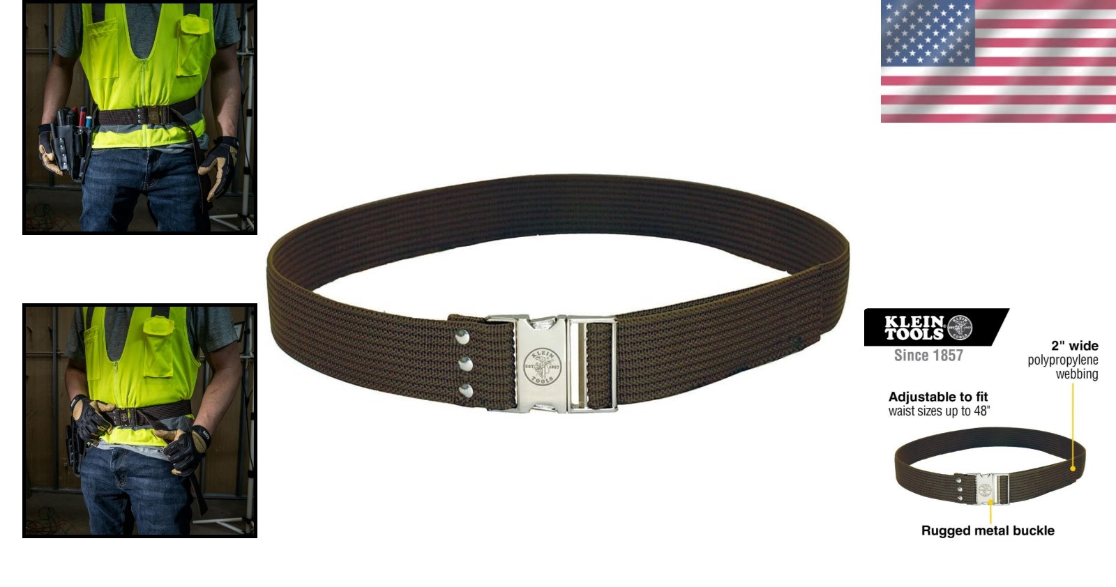 Rugged Klein Tools 2-Inch Electrician Tool Belt – Adjustable for 48-Inch Waists