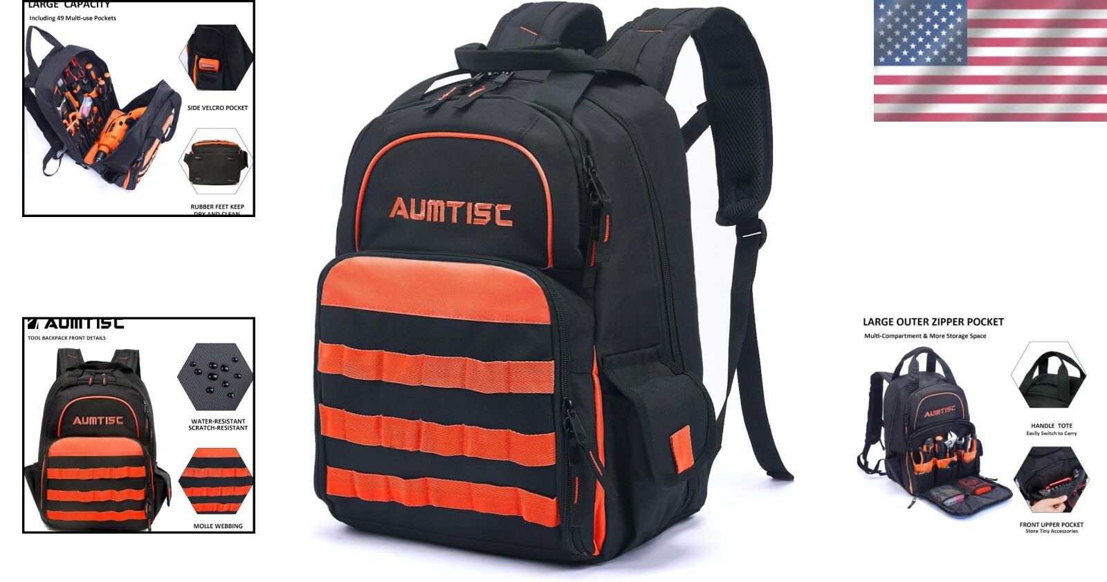Multi-Use Tool Bag Backpack – 16» for Electrician & Construction Professionals