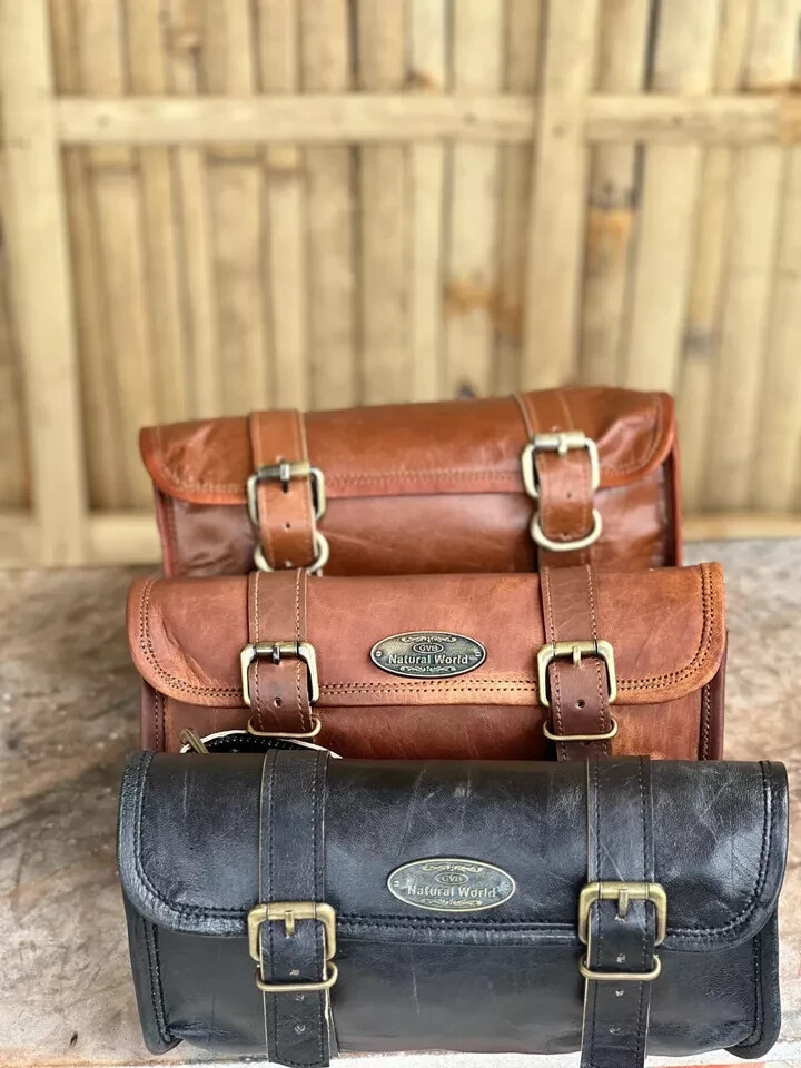 3 Bags Goat Leather Wide Vintage Motorcycle Buckle Closure Tool Brown Black Tan
