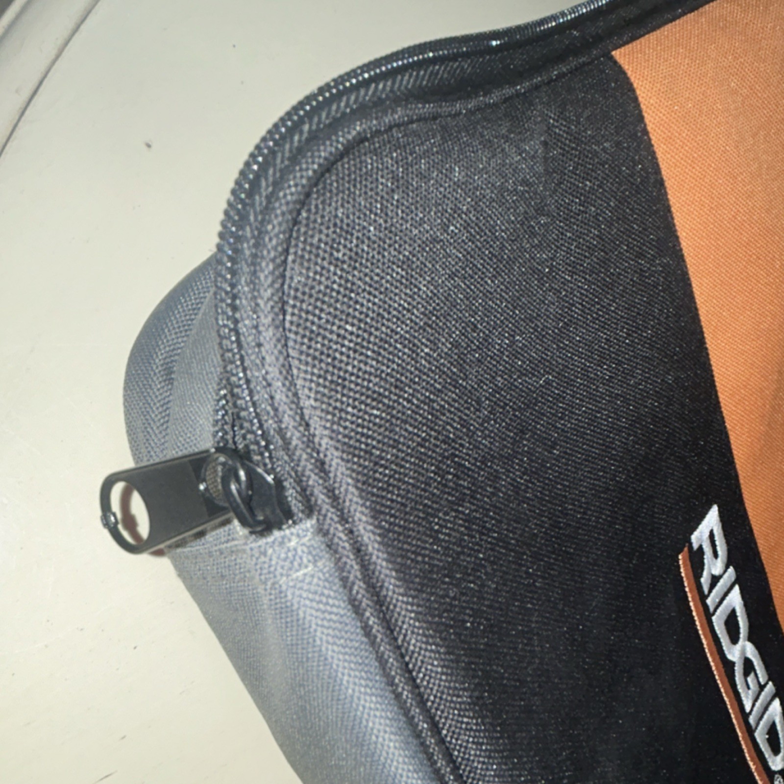 RIDGID Fabric Tool Bag Zipper Closure Black Orange Gray Soft Carry Case