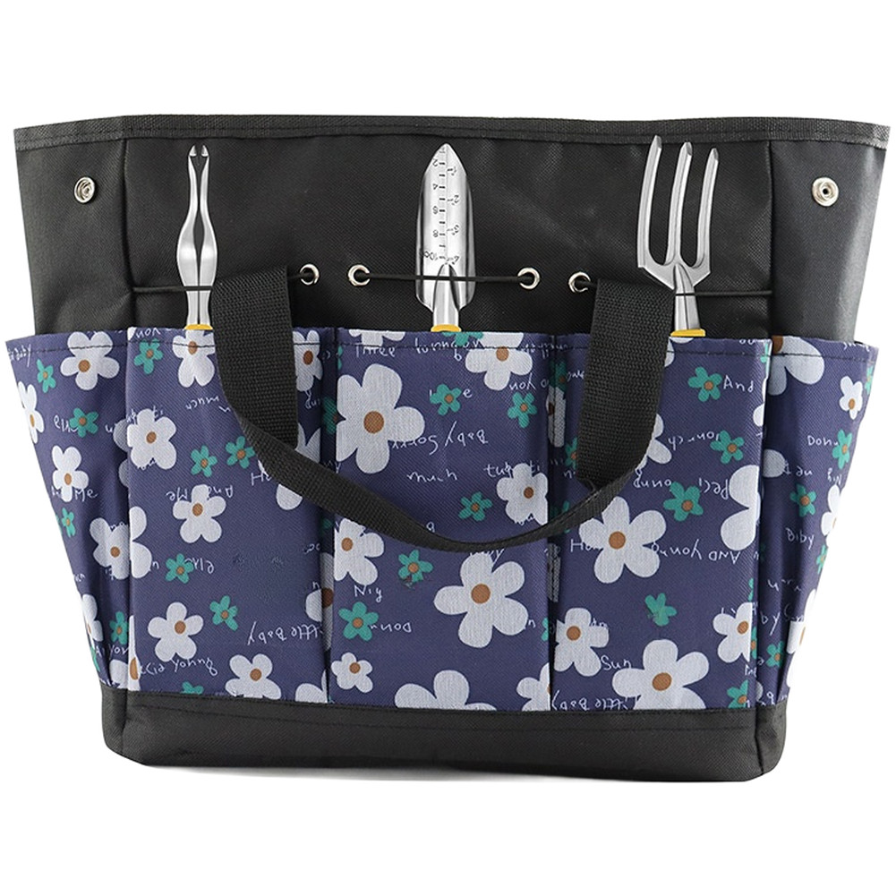 Flower Print Multi Pocket Garden Tool Storage Bag 600D Oxford Cloth 34x17x30cm
