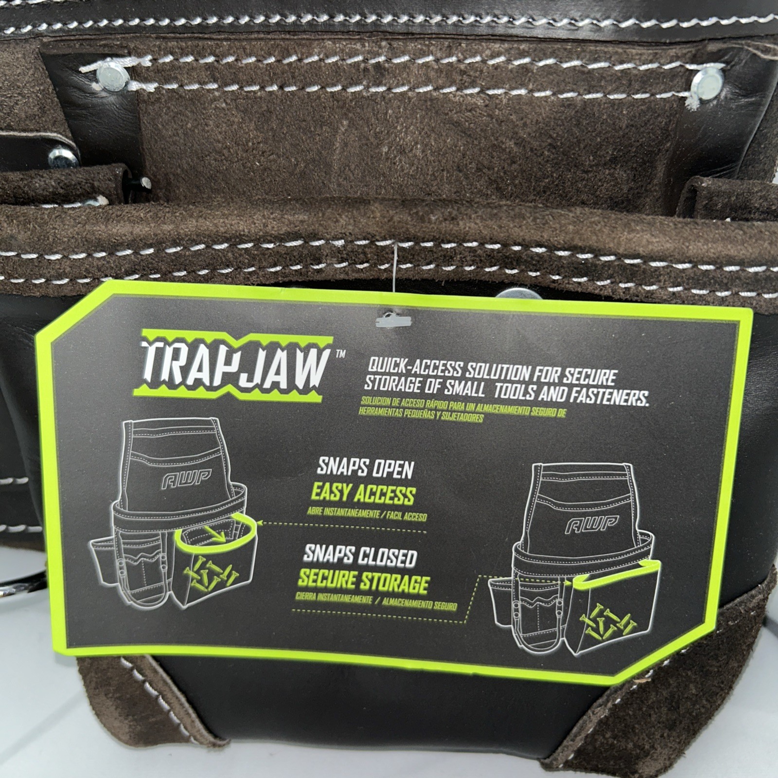AWP Trapjaw Oil-Tan Tool Rig Genuine Leather Construction Work Belt Pouch New