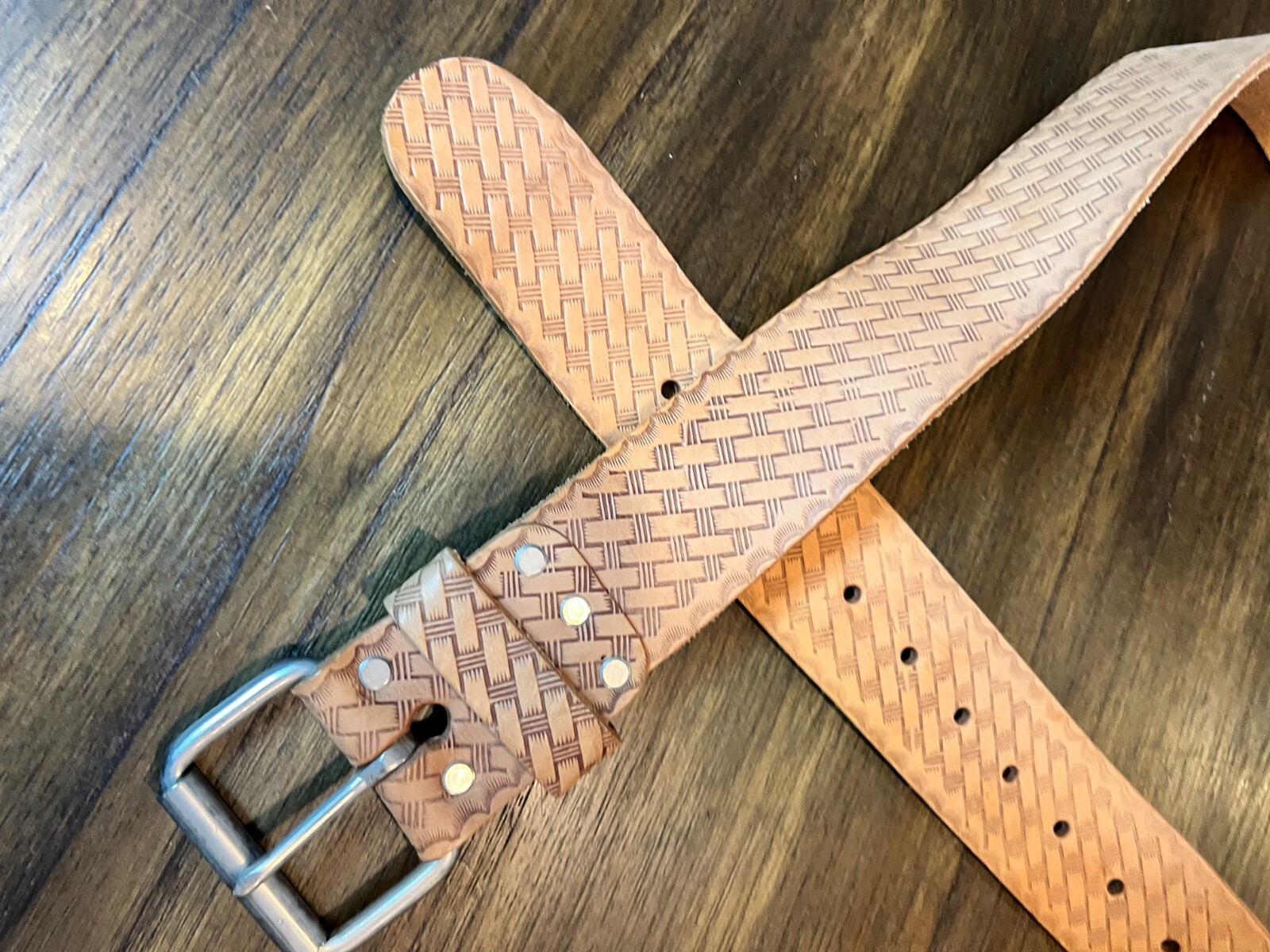 Work Belt Top Grain Leather 29-46,No E4521 CUSTOM LEATHERCRAFT adjustable mens