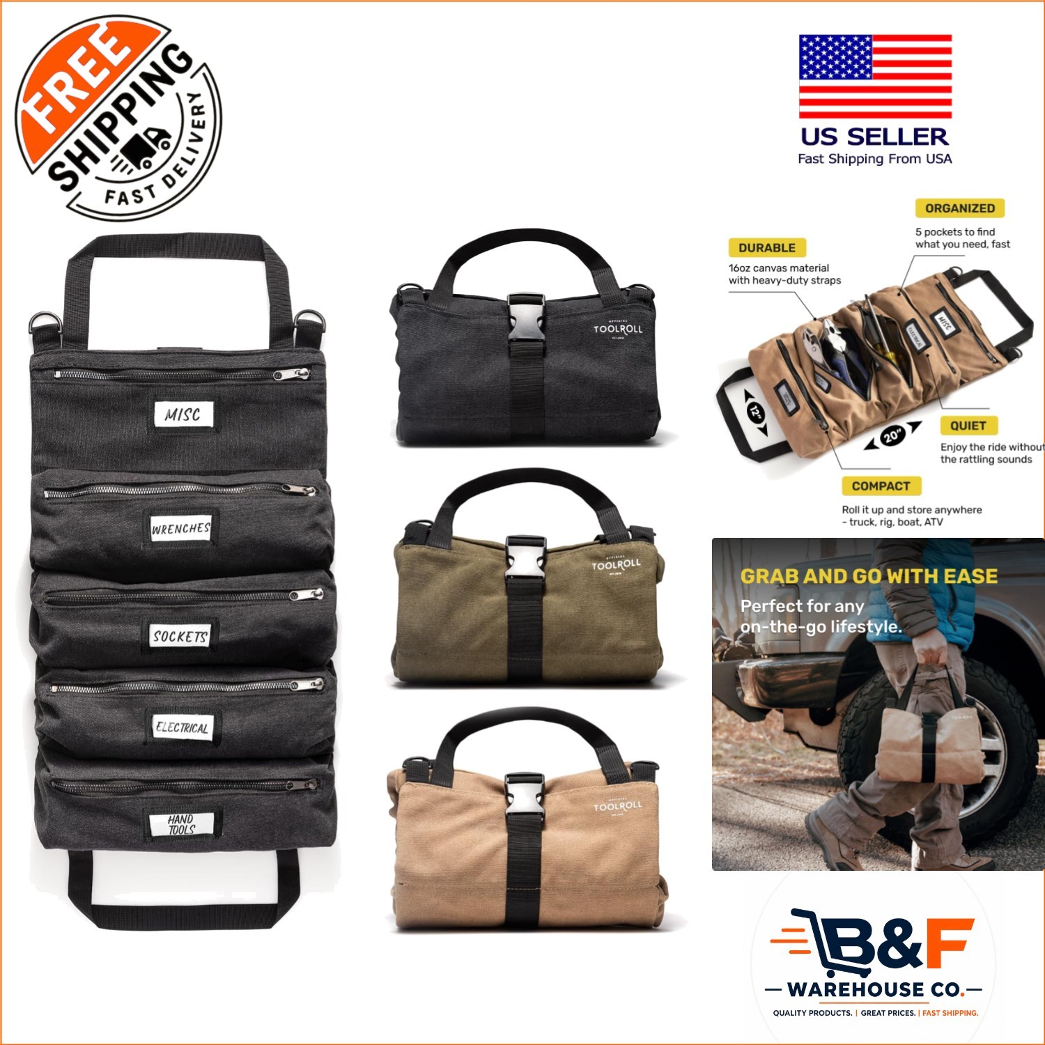 Official Legacy Tool Roll Bag – Stylish 5-Pocket Tool Storage for Professionals