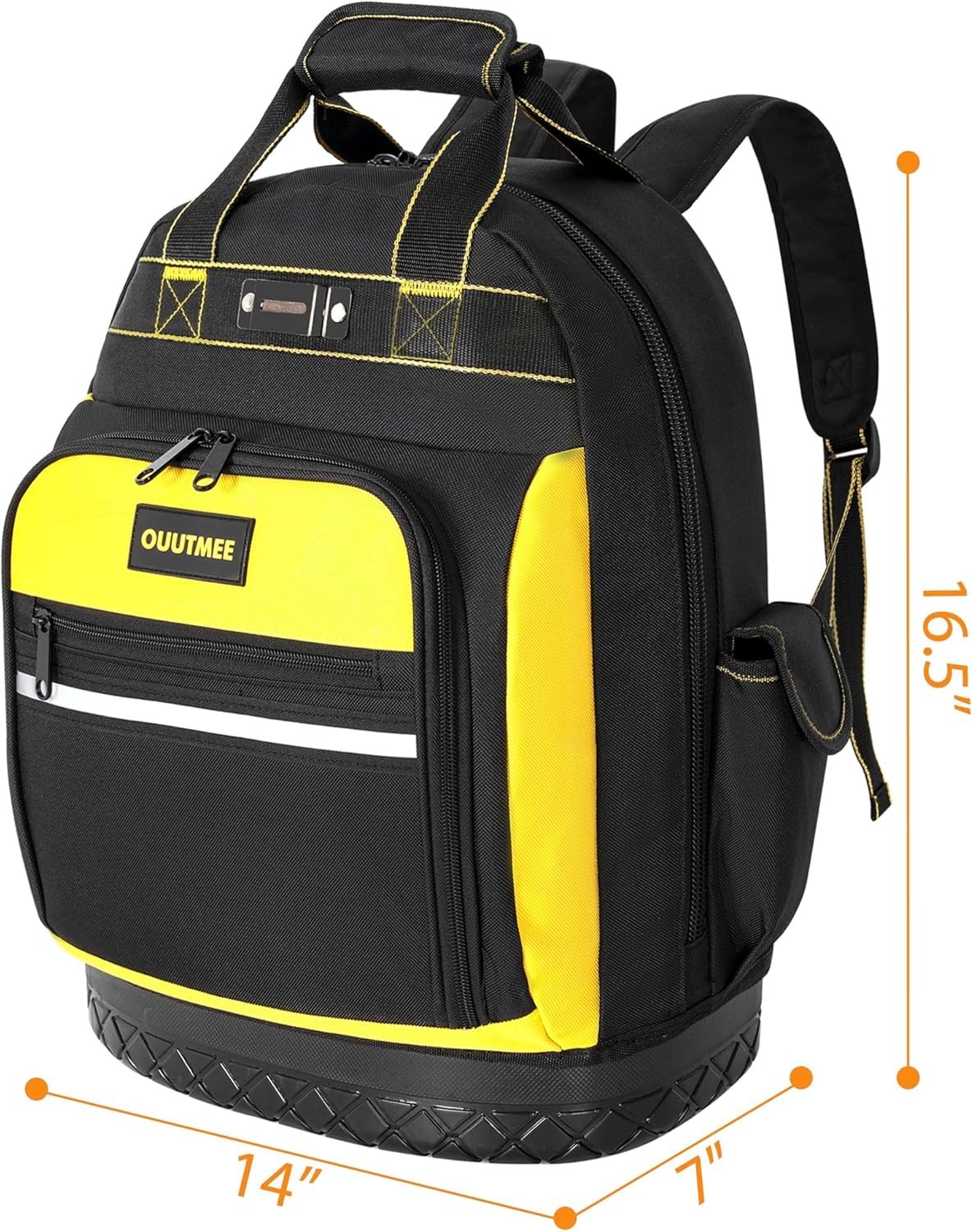 17″ Tool Backpack with Multi Pockets Water Resistant Hard Bottom Bag