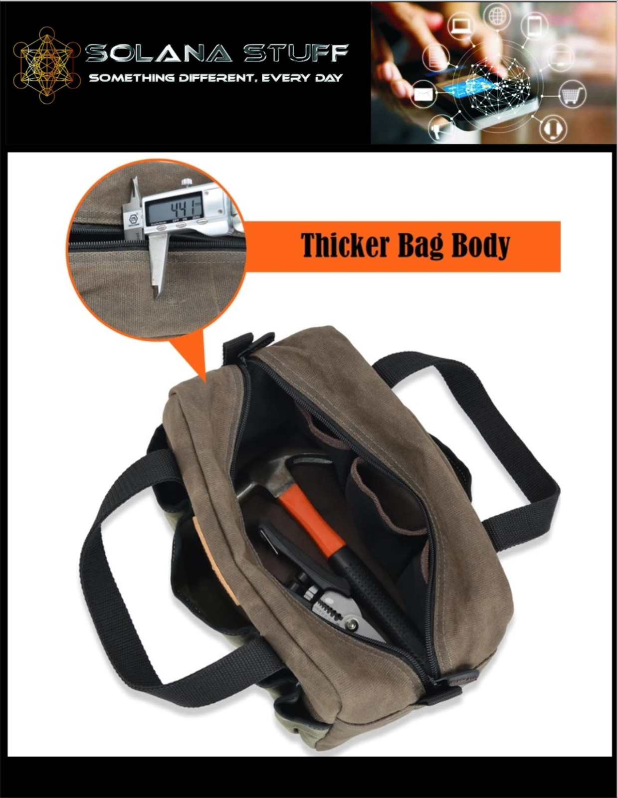 Welkinland Tool Bag Men’s Electrician 14 Pockets Canvas Tool Small size