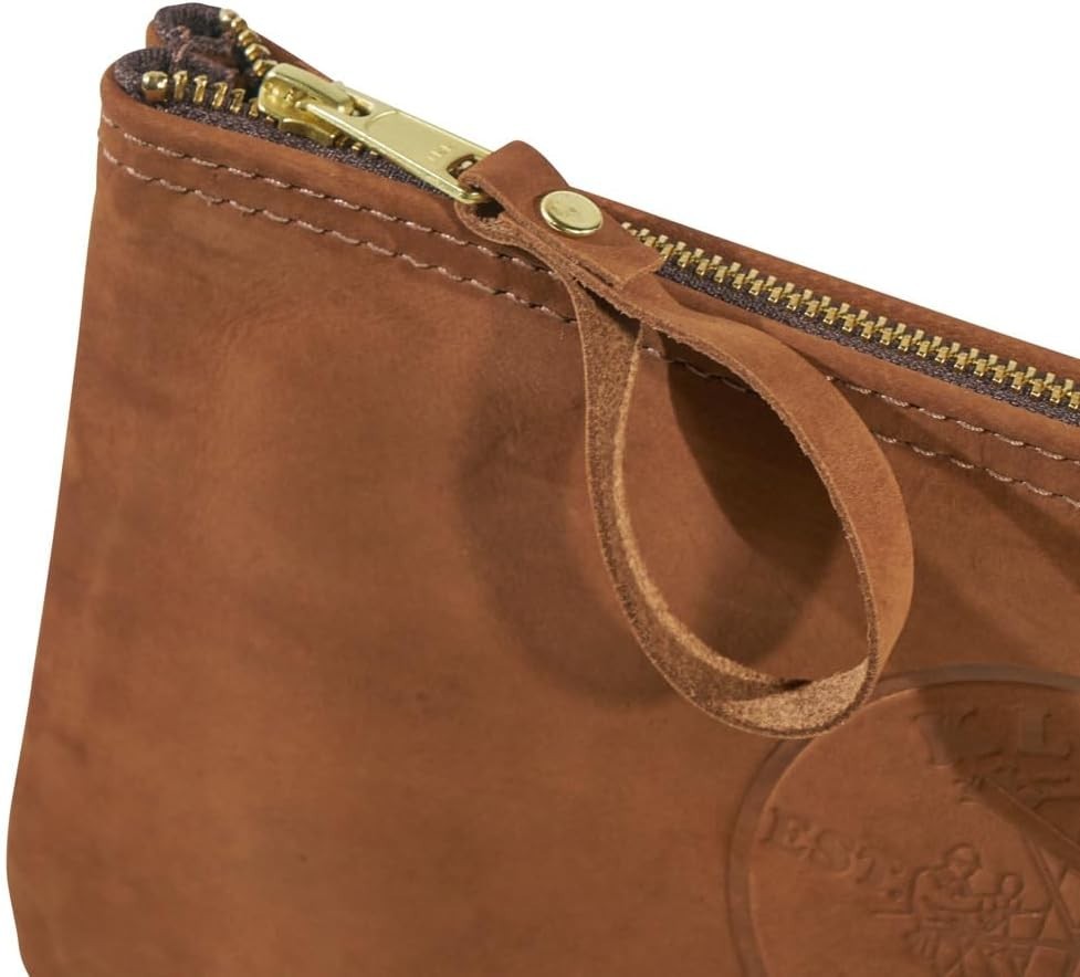 Zipper Bag, Top-Grain Leather Tool Pouch with Strong Zipper Close, 12-1/2-Inch