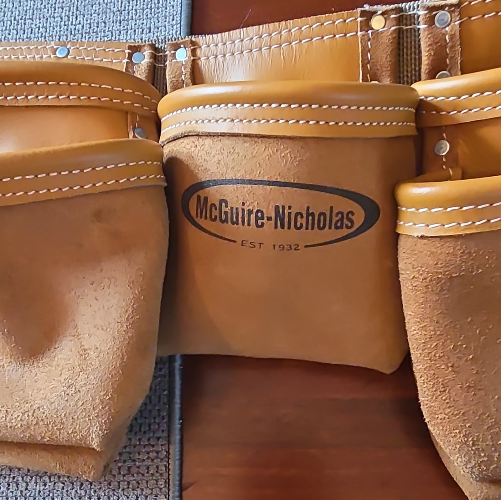 McGuire-Nicholas Brown Leather Tool Belt with Multiple Pouches