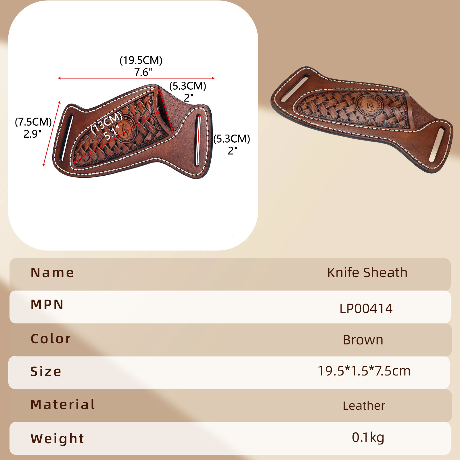 Leather Pancake Design Fixed Blade Knife Sheath Belt Hold Pouch EDC Knives Cover