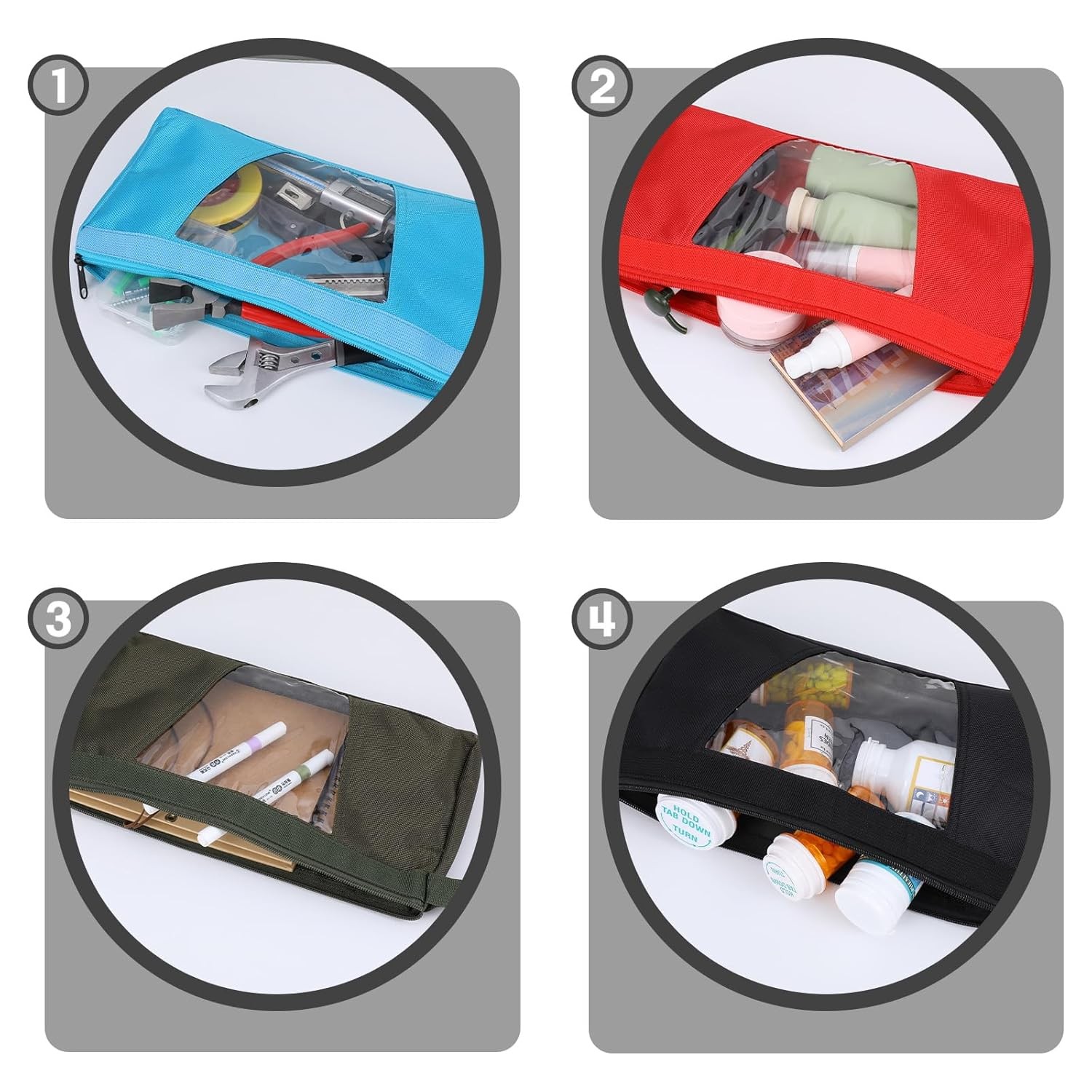5 Pack 12inch Clear Tool Pouch Zippers Tool Pouch Clear Pouchs Canvas with Windo