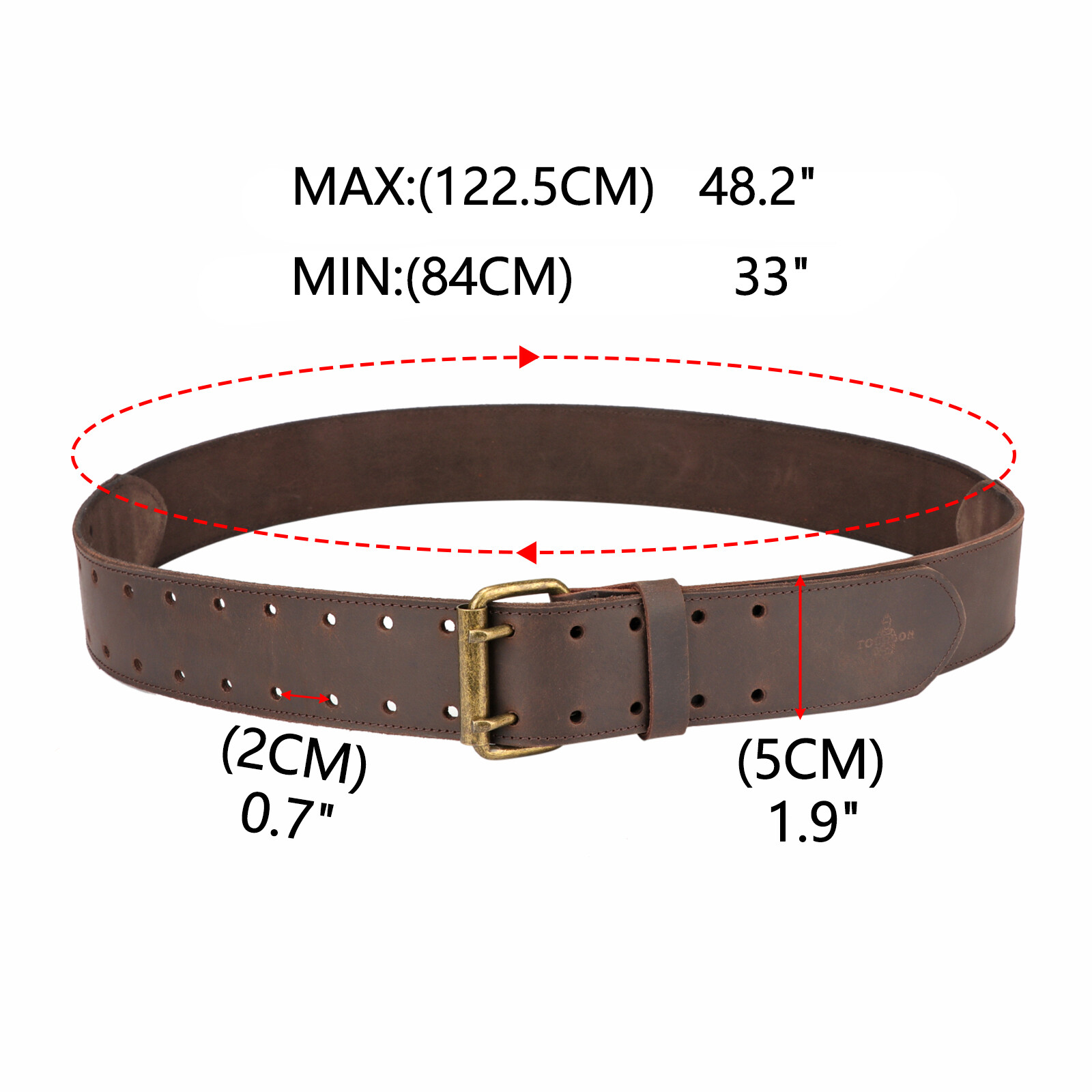 TOURBON Men Leather 2″ Wide Workshop Heavy Duty Tool Belt Removeable Buckle