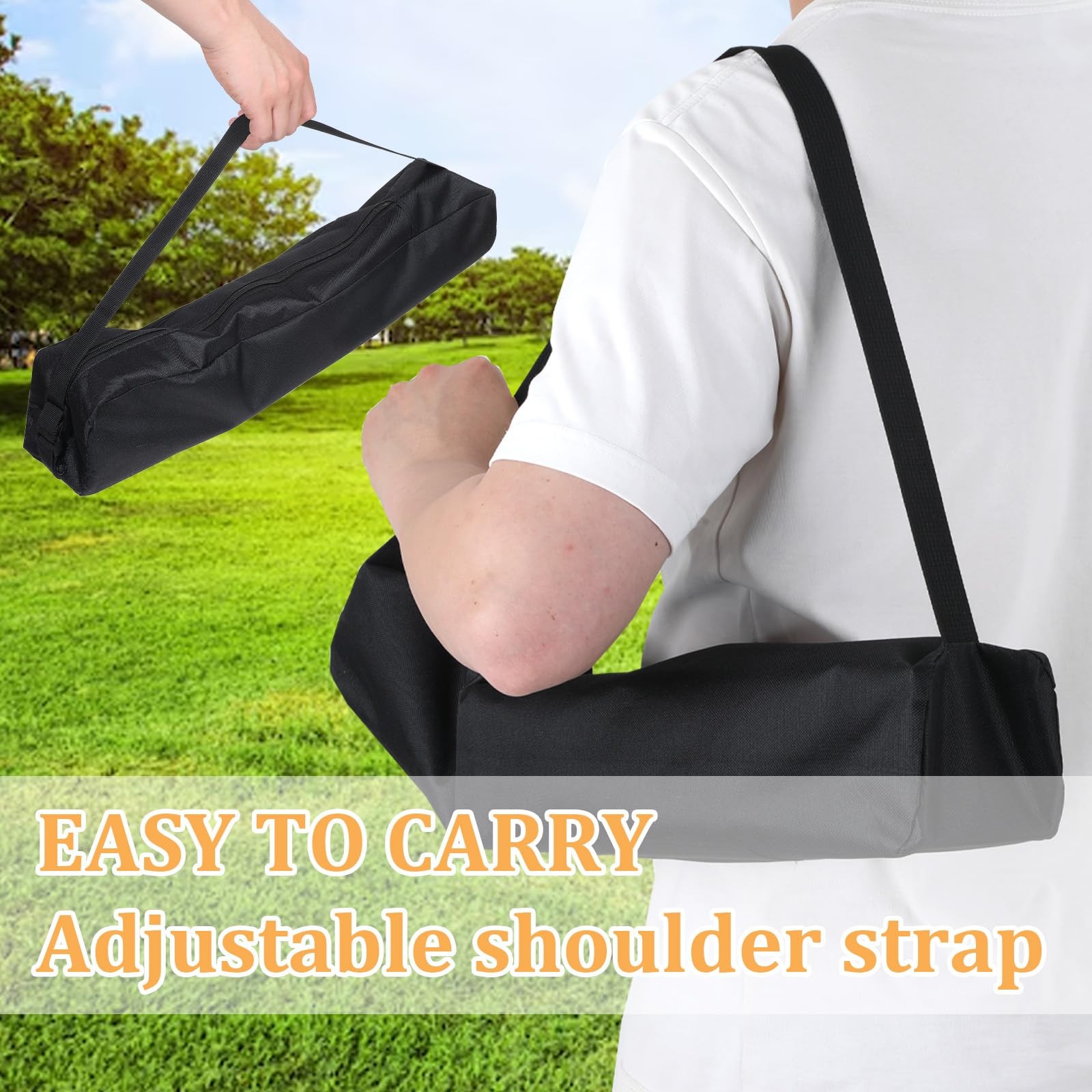 Black Grill Utensil Tool Storage Bag BBQ Carrier 22.44 x 3.94 Inch 57 x 10cm