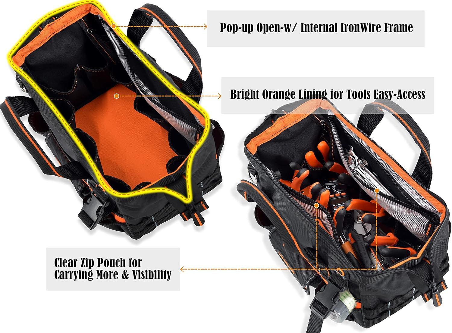 WELKINLAND 13-Inch Small Tool Carrier, Electrician’S Organizer, HVAC Tech’S Bag,
