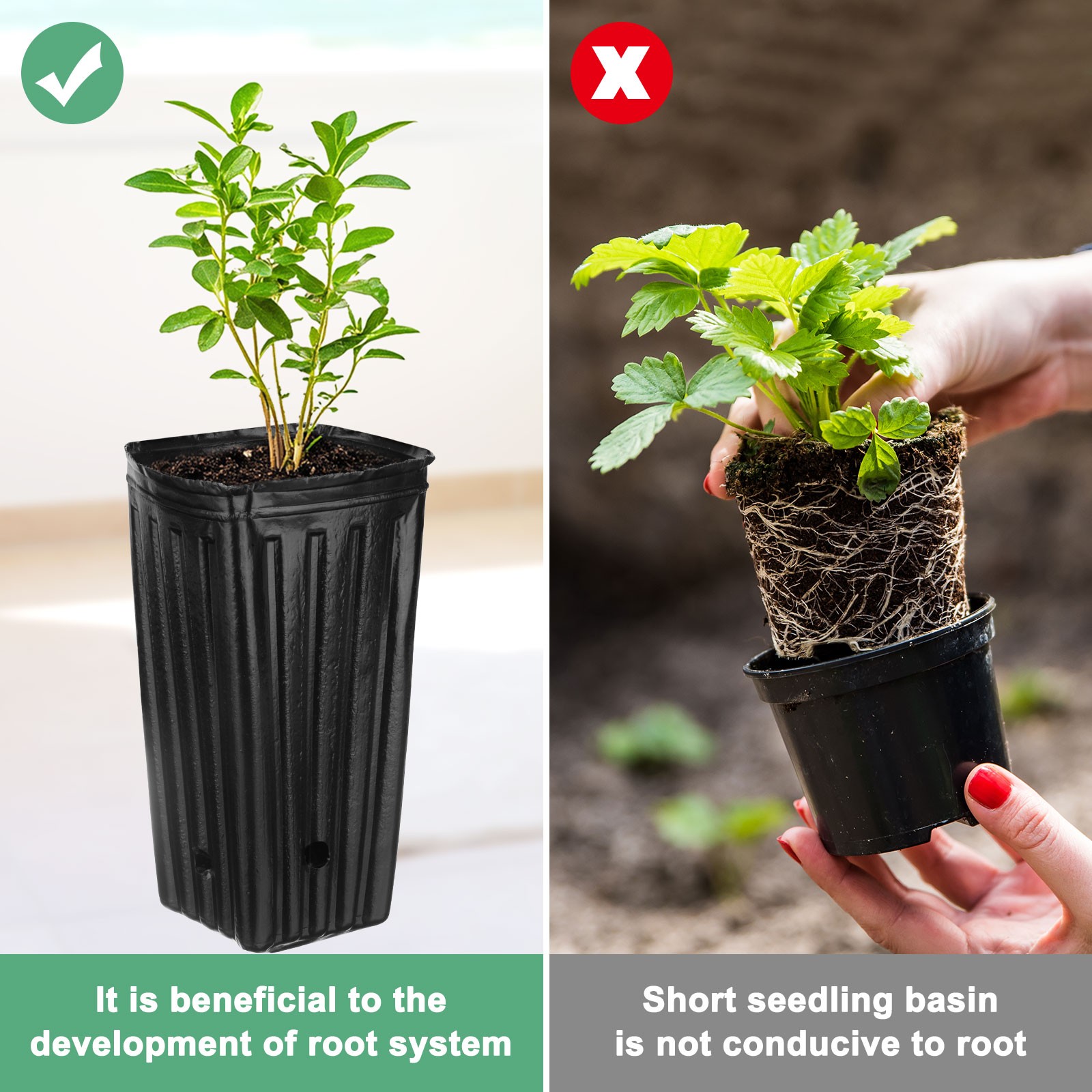 20 Piece Nursery Vase 10x10x20cm for Gardening [Black]